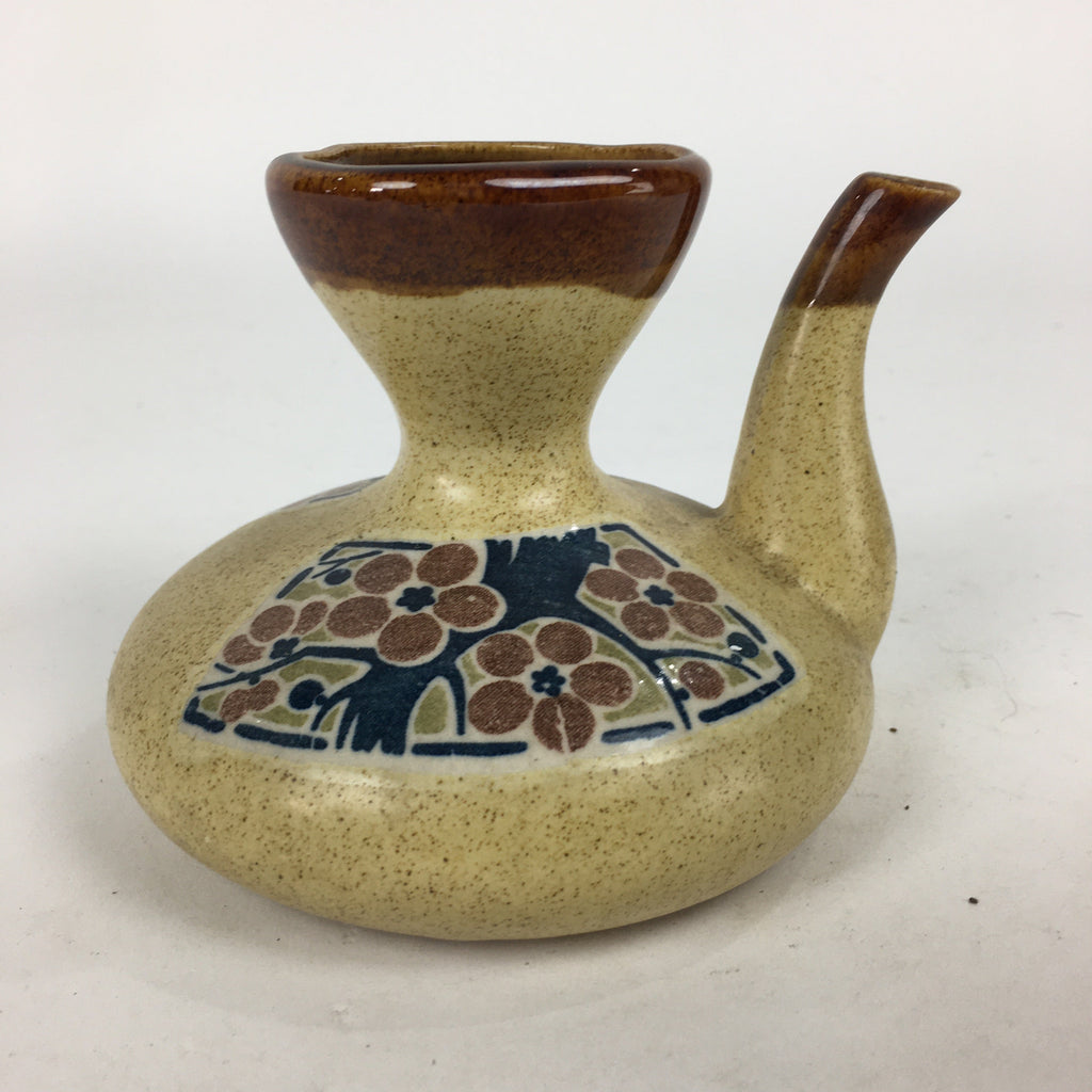 Japanese Ceramic Sake Warming Bottle Vtg Pottery Brown Yakimono TS324