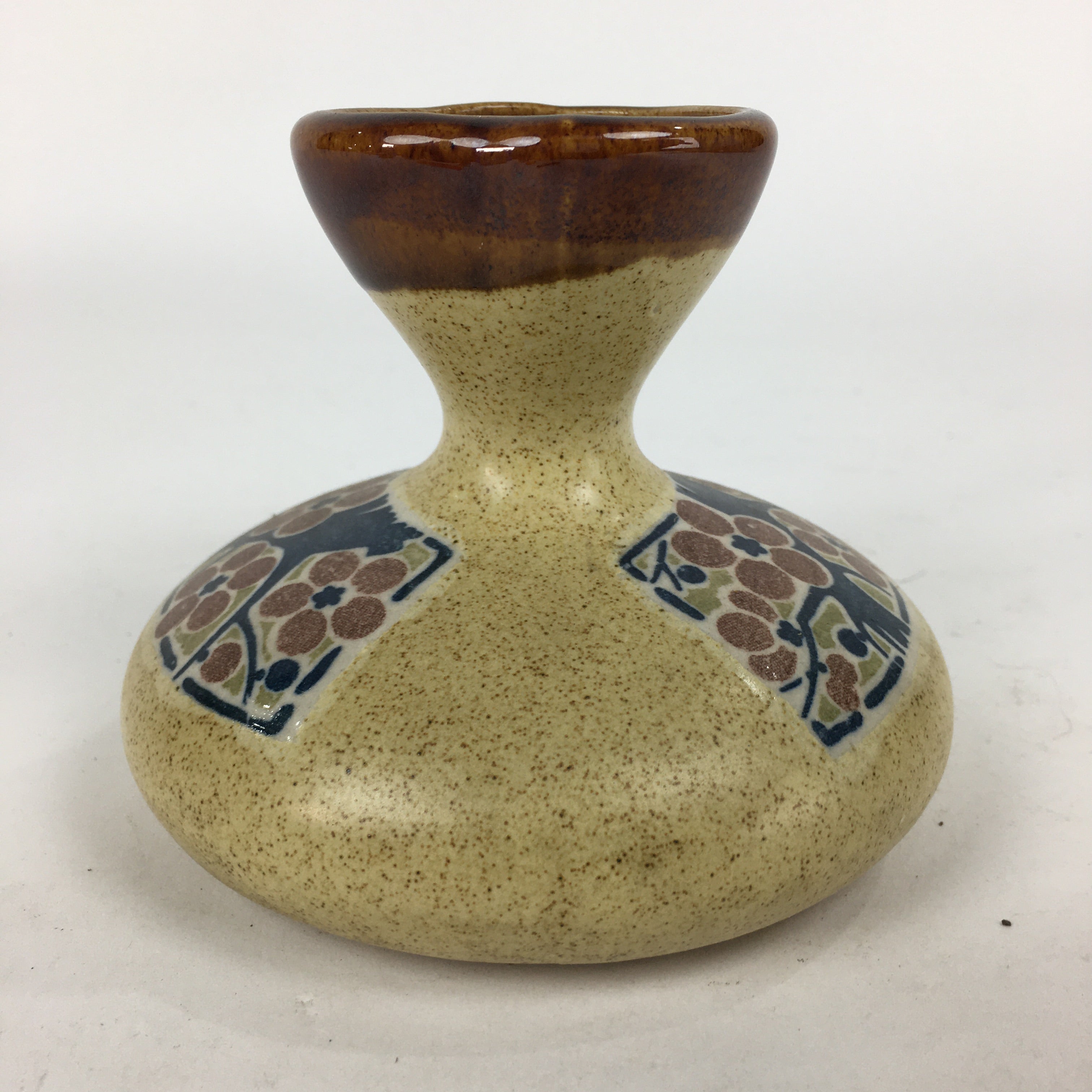 Japanese Ceramic Sake Warming Bottle Vtg Pottery Brown Yakimono TS324