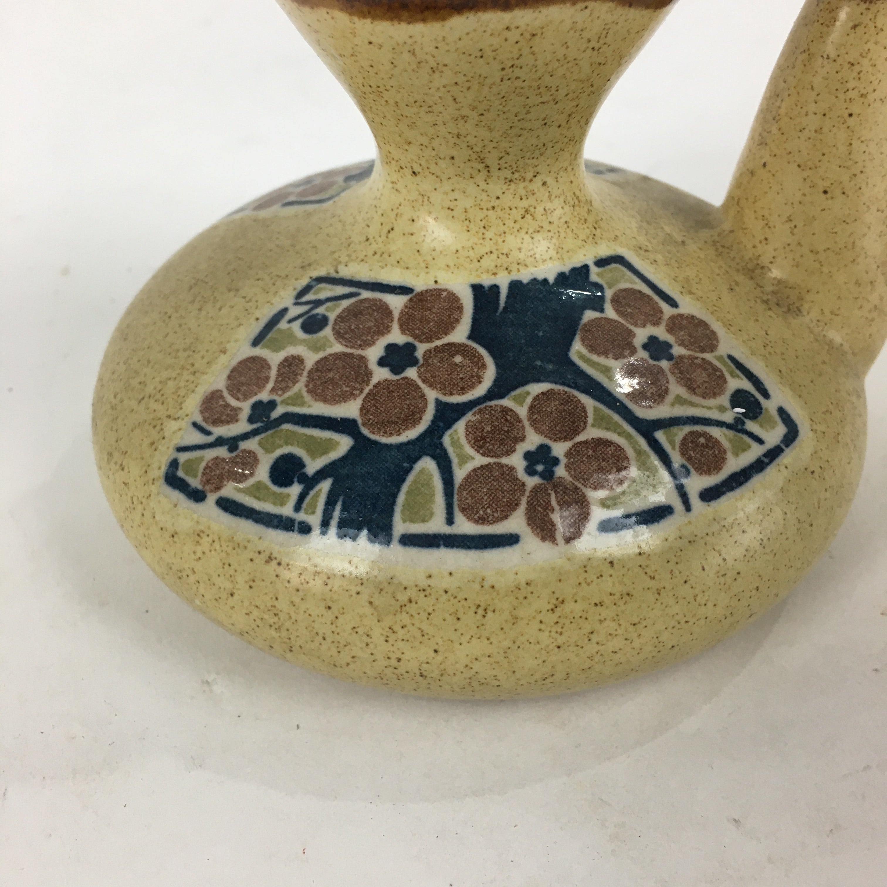 Japanese Ceramic Sake Warming Bottle Vtg Pottery Brown Yakimono TS324