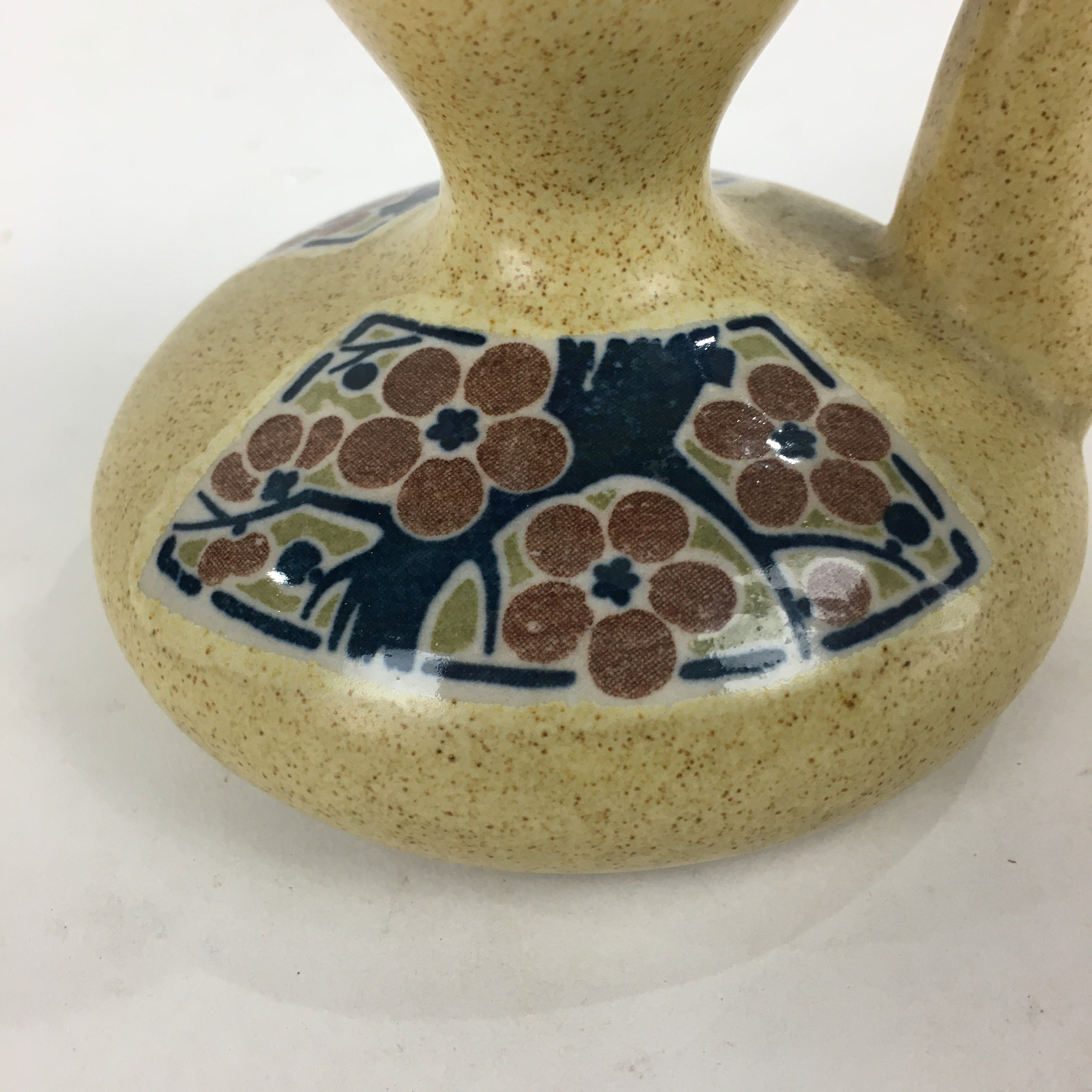 Japanese Ceramic Sake Warming Bottle Vtg Pottery Brown Yakimono TS325
