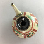 Japanese Ceramic Sake Warming Bottle Vtg Pottery Green Red Yakimono PT741