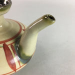 Japanese Ceramic Sake Warming Bottle Vtg Pottery Green Red Yakimono PT741