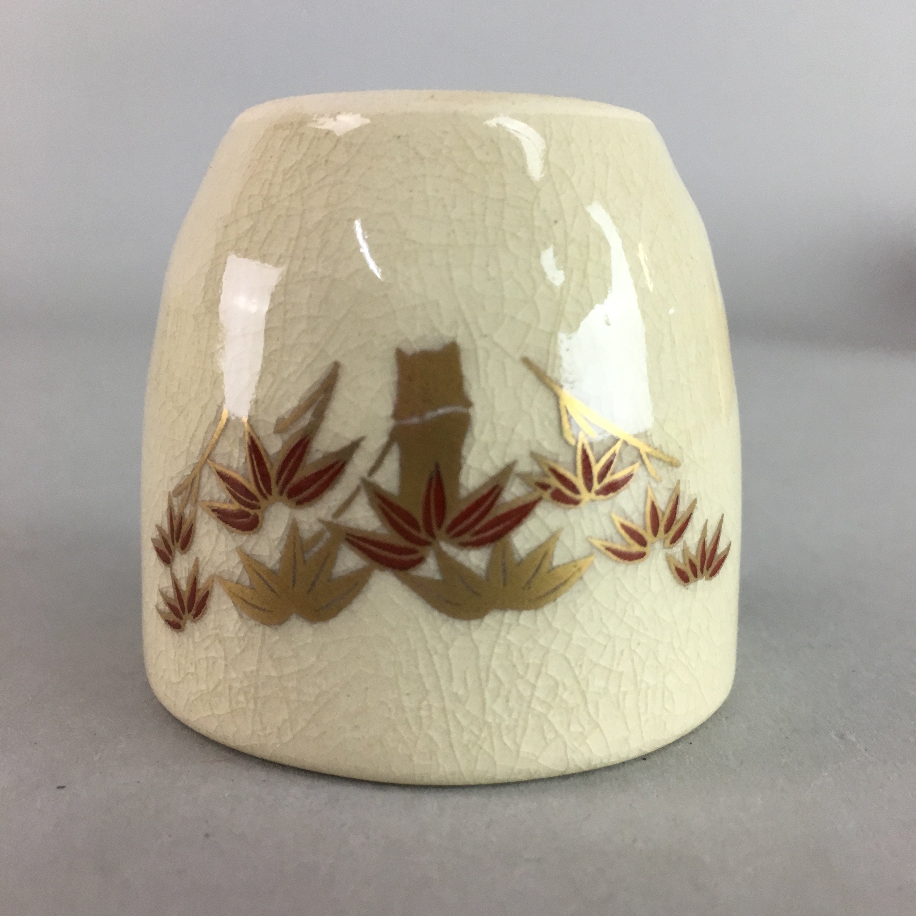 Japanese Ceramic Satsuma Sake Cup Guinomi Sakazuki Vtg Crackle Pottery GU577