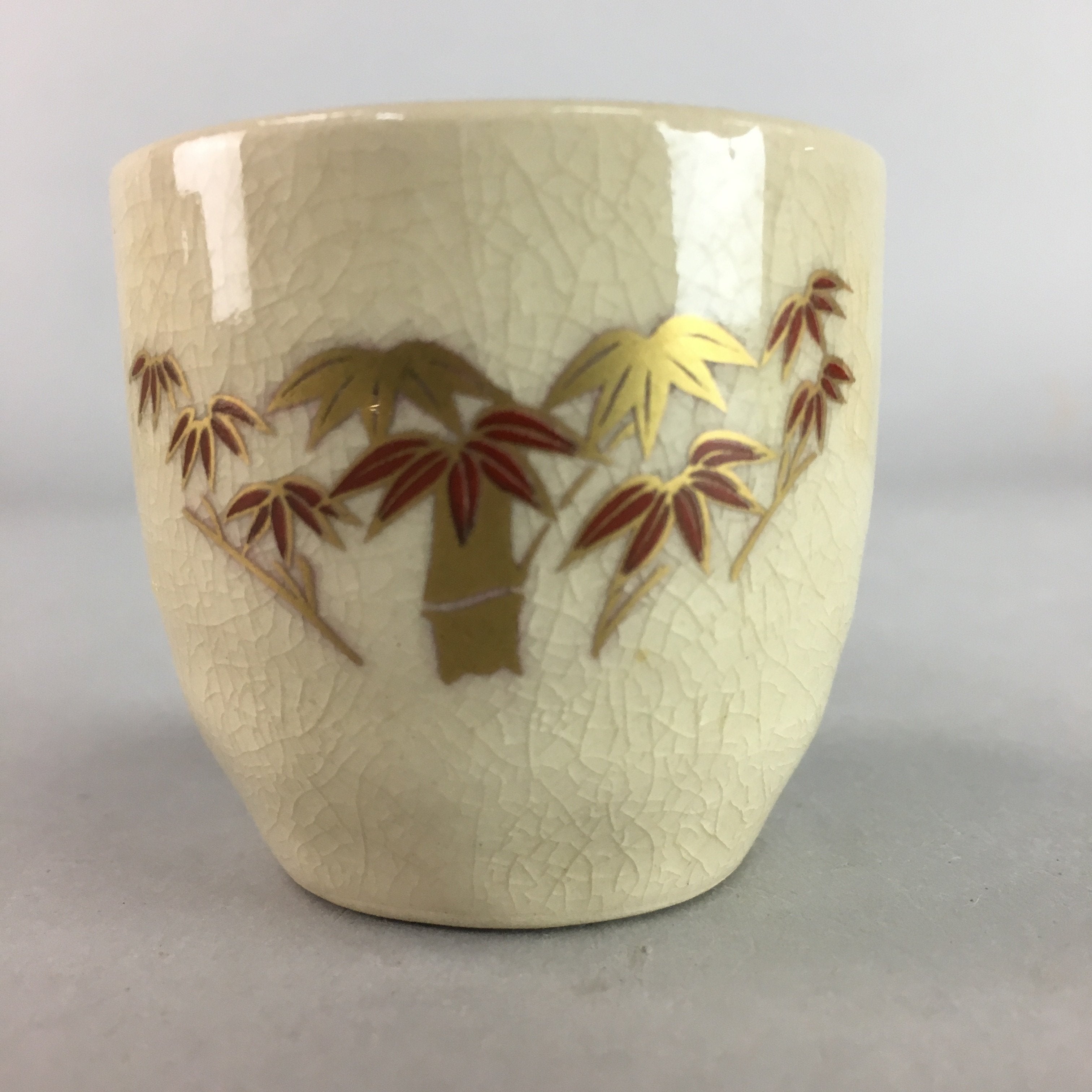 Japanese Ceramic Satsuma Sake Cup Guinomi Sakazuki Vtg Crackle Pottery GU578