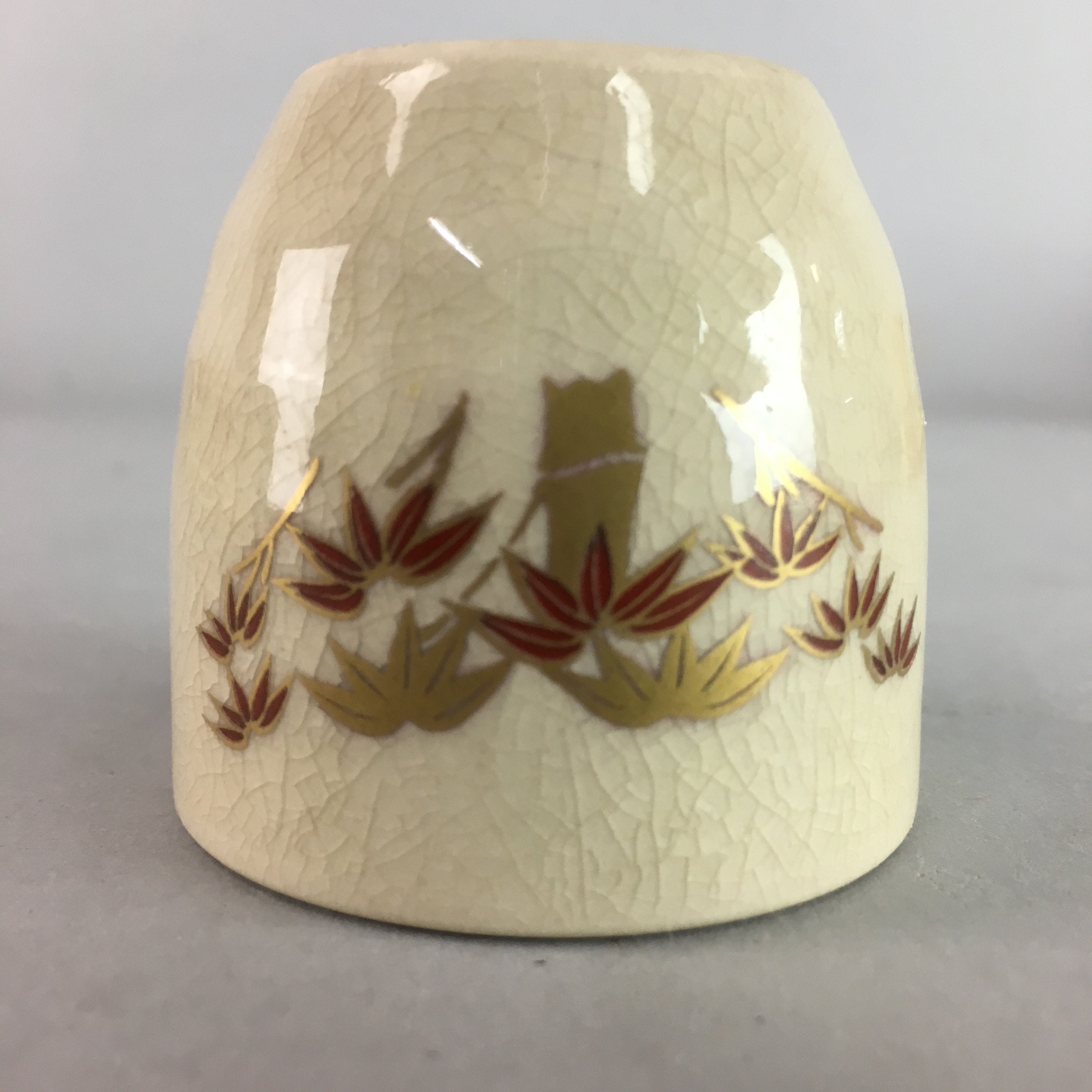 Japanese Ceramic Satsuma Sake Cup Guinomi Sakazuki Vtg Crackle Pottery GU578