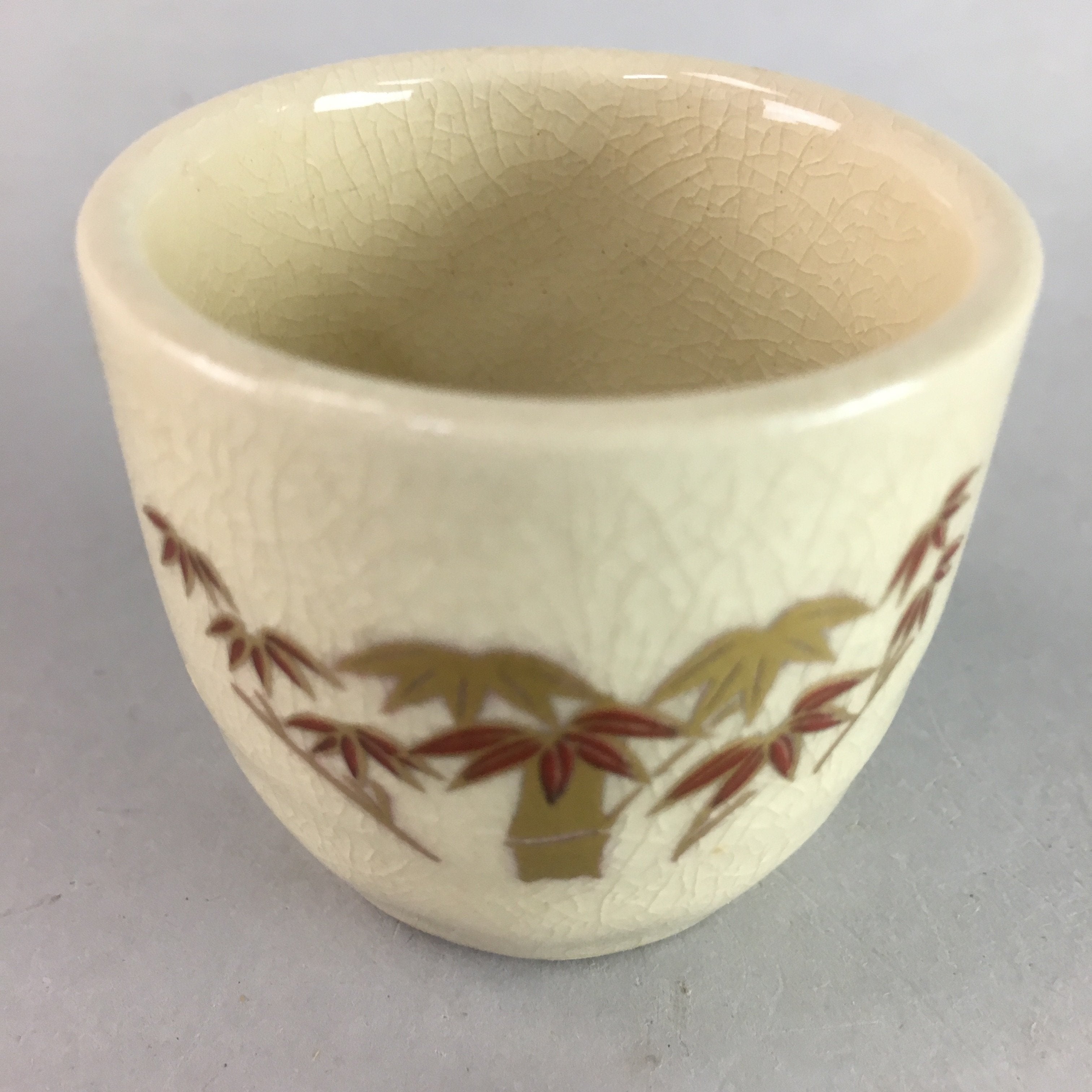 Japanese Ceramic Satsuma Sake Cup Guinomi Sakazuki Vtg Crackle Pottery GU578