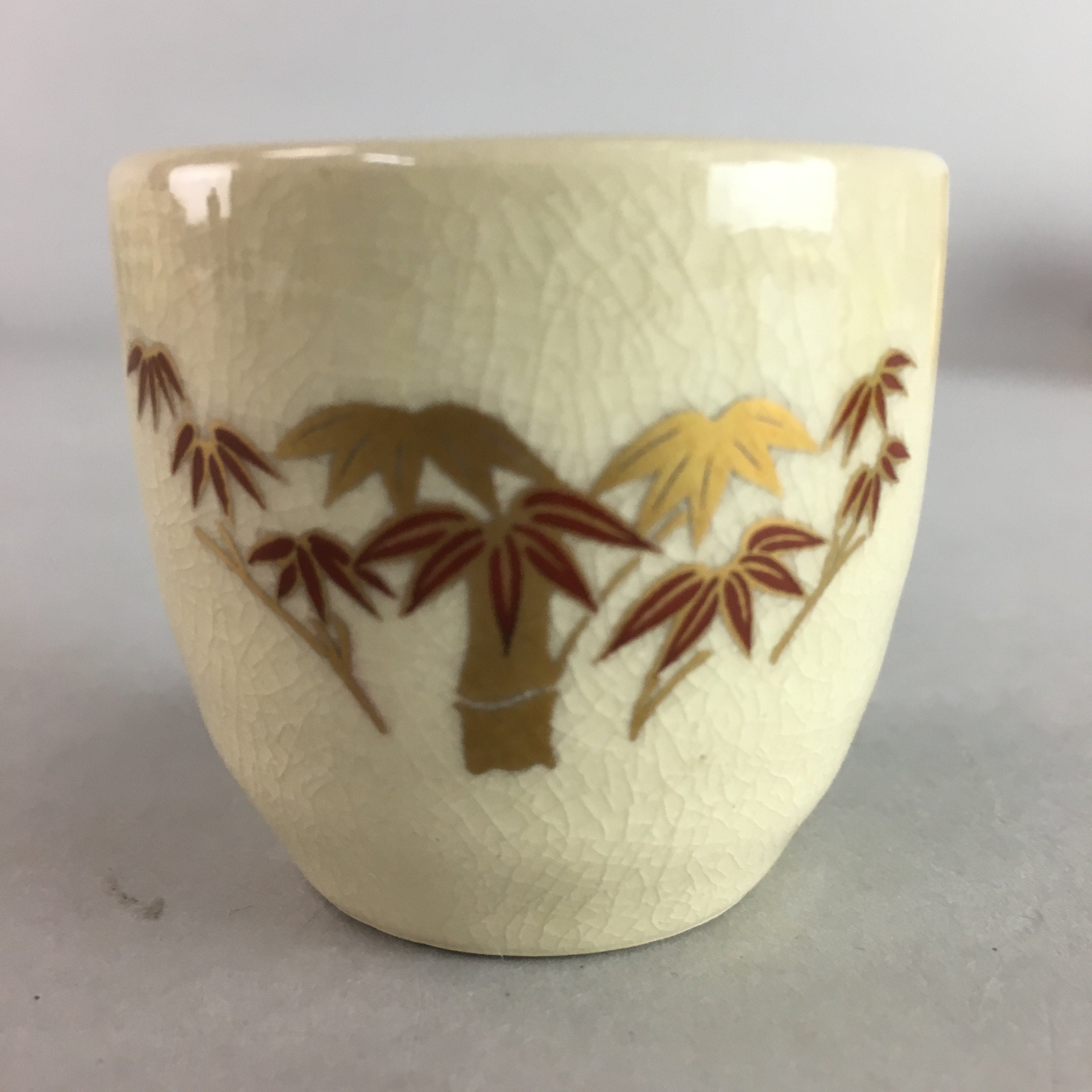 Japanese Ceramic Satsuma Sake Cup Guinomi Sakazuki Vtg Crackle Pottery GU579