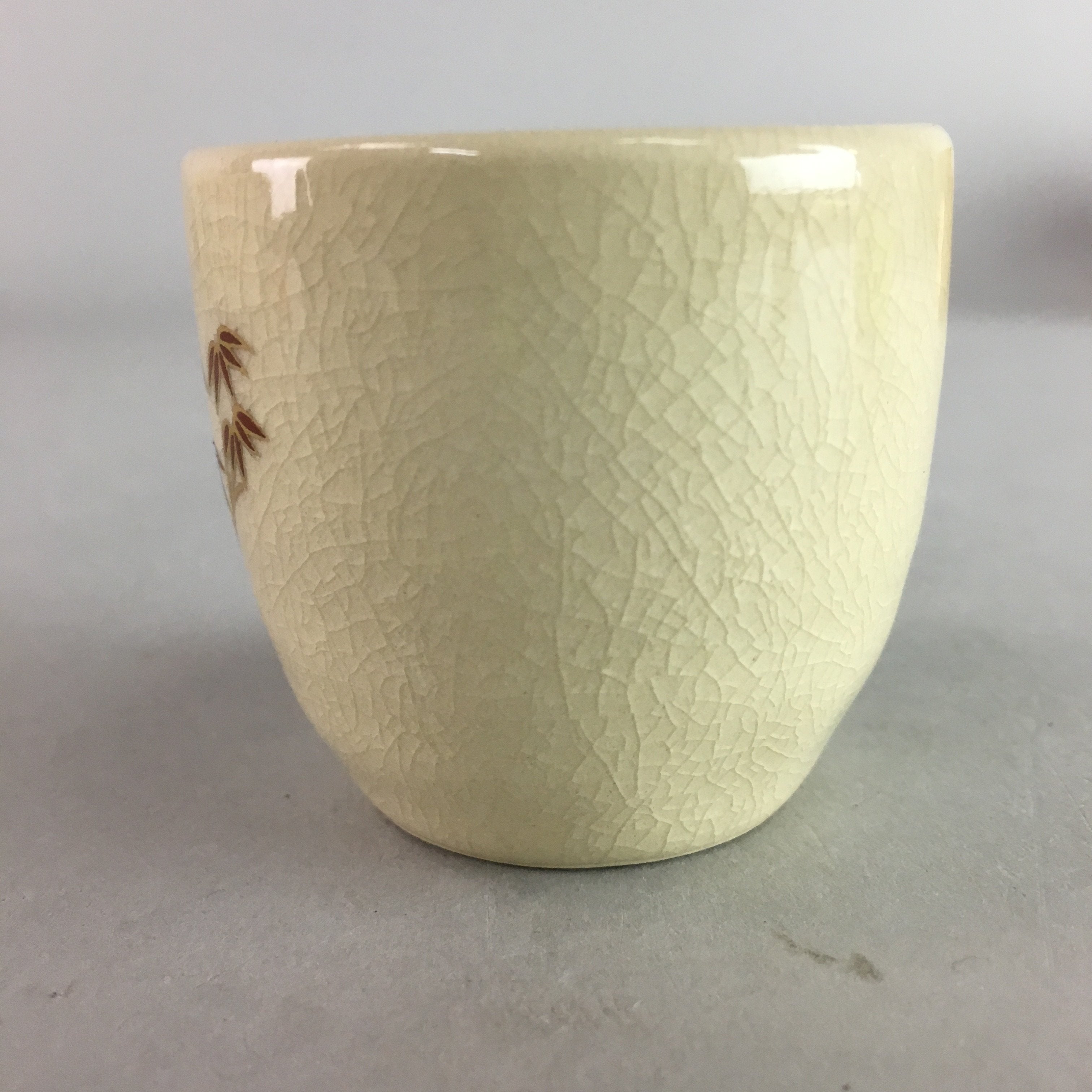 Japanese Ceramic Satsuma Sake Cup Guinomi Sakazuki Vtg Crackle Pottery GU579