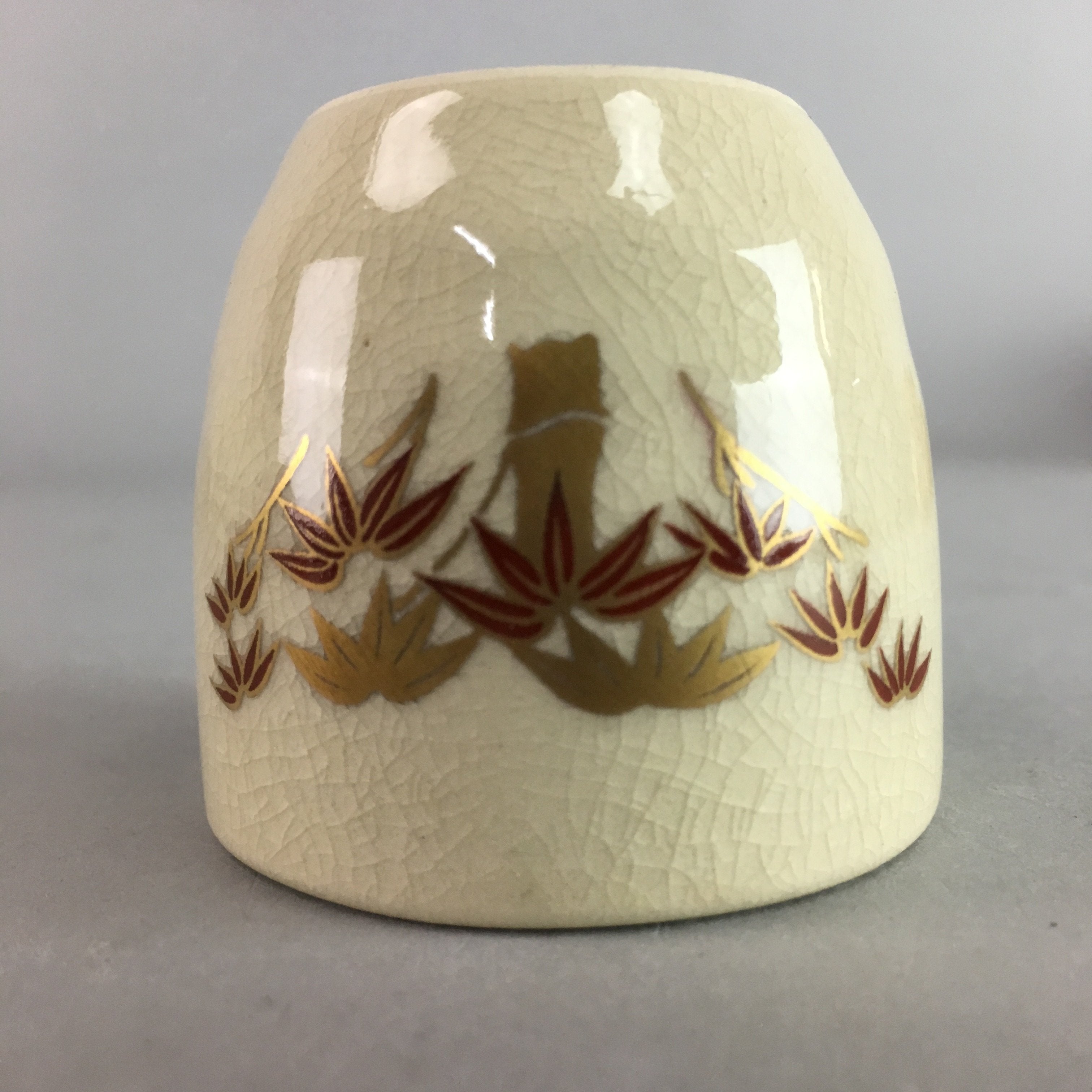 Japanese Ceramic Satsuma Sake Cup Guinomi Sakazuki Vtg Crackle Pottery GU579