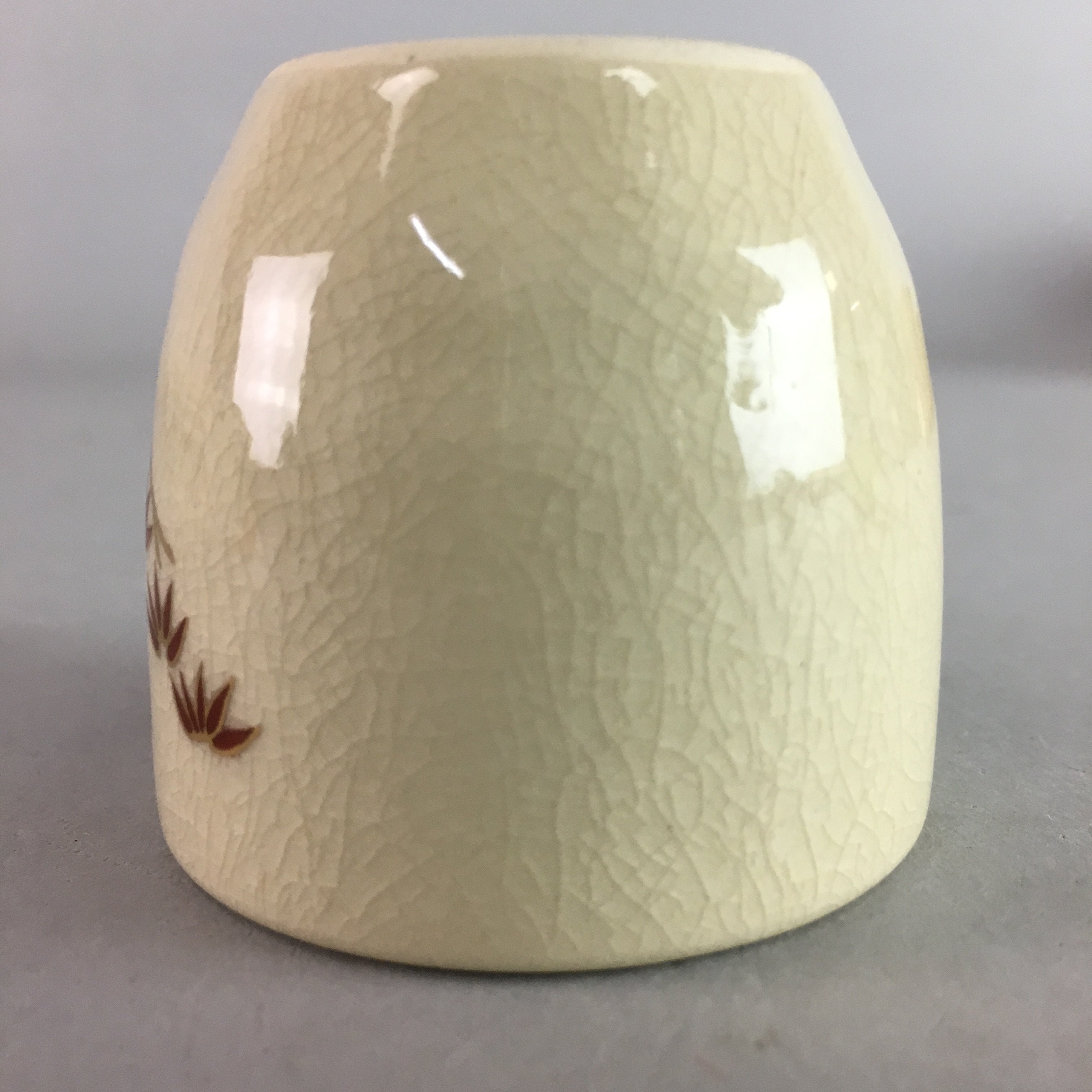 Japanese Ceramic Satsuma Sake Cup Guinomi Sakazuki Vtg Crackle Pottery GU579