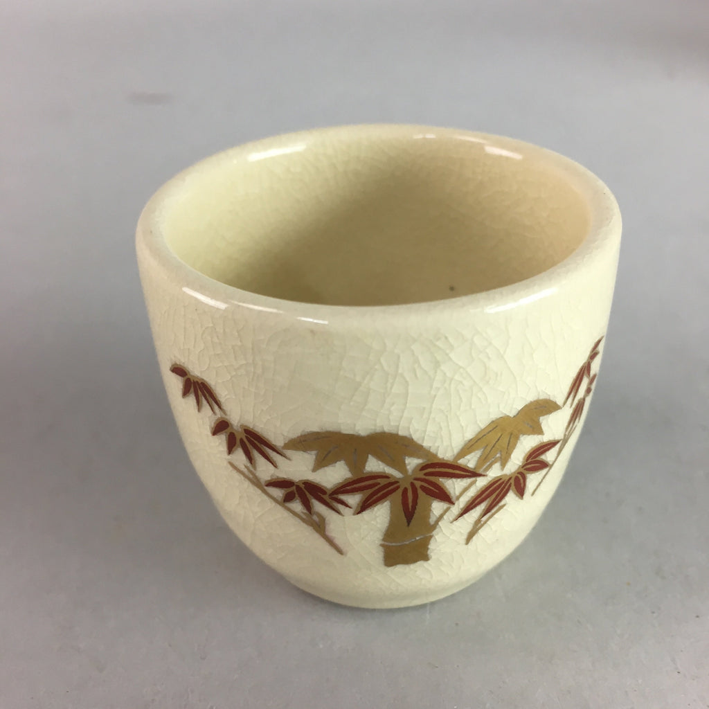 Japanese Ceramic Satsuma Sake Cup Guinomi Sakazuki Vtg Crackle Pottery GU579
