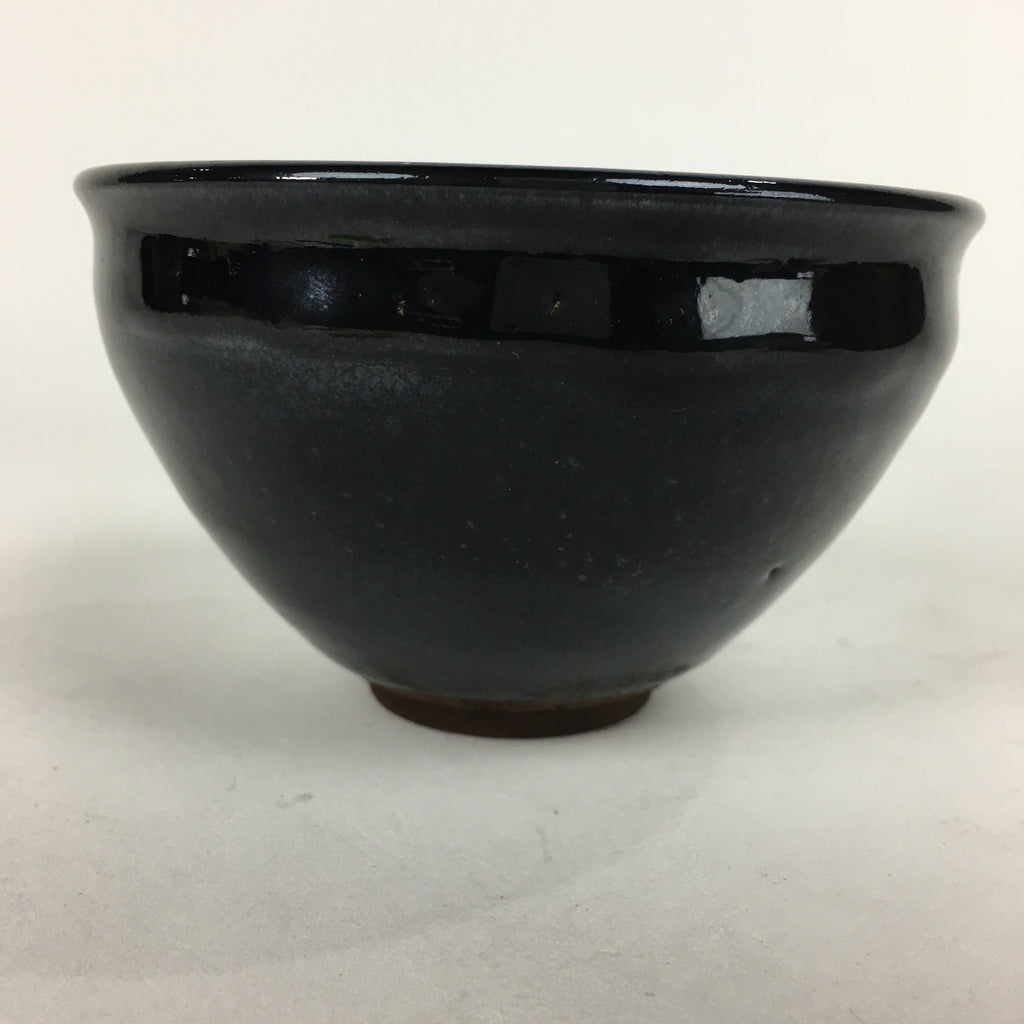 Japanese Ceramic Seto ware Tea Ceremony Bowl Vtg Chawan Black Pottery GTB752