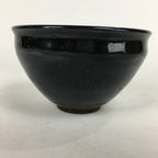 Japanese Ceramic Seto ware Tea Ceremony Bowl Vtg Chawan Black Pottery GTB752