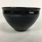 Japanese Ceramic Seto ware Tea Ceremony Bowl Vtg Chawan Black Pottery GTB752