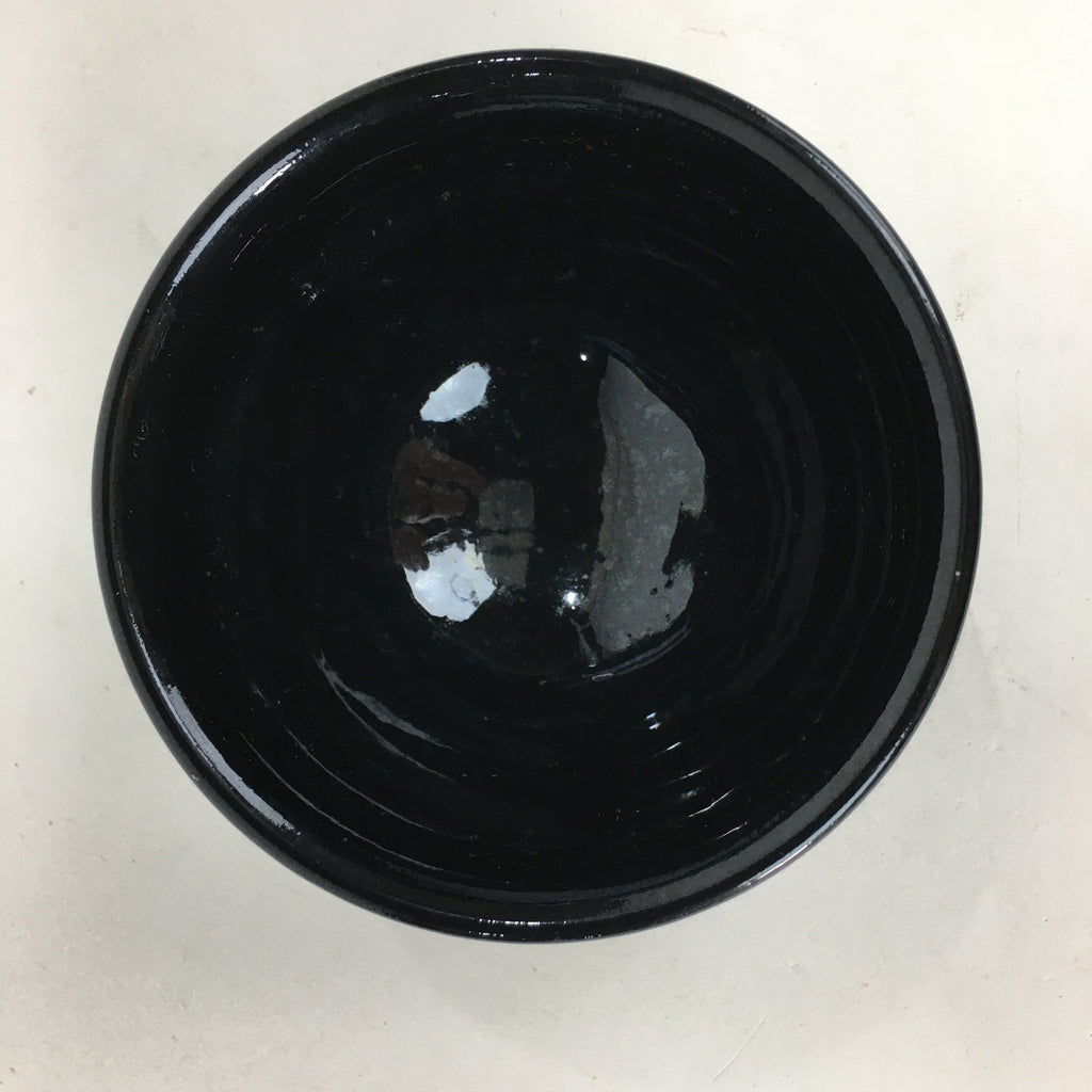 Japanese Ceramic Seto ware Tea Ceremony Bowl Vtg Chawan Black Pottery GTB752