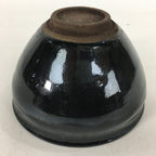Japanese Ceramic Seto ware Tea Ceremony Bowl Vtg Chawan Black Pottery GTB752