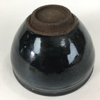 Japanese Ceramic Seto ware Tea Ceremony Bowl Vtg Chawan Black Pottery GTB752