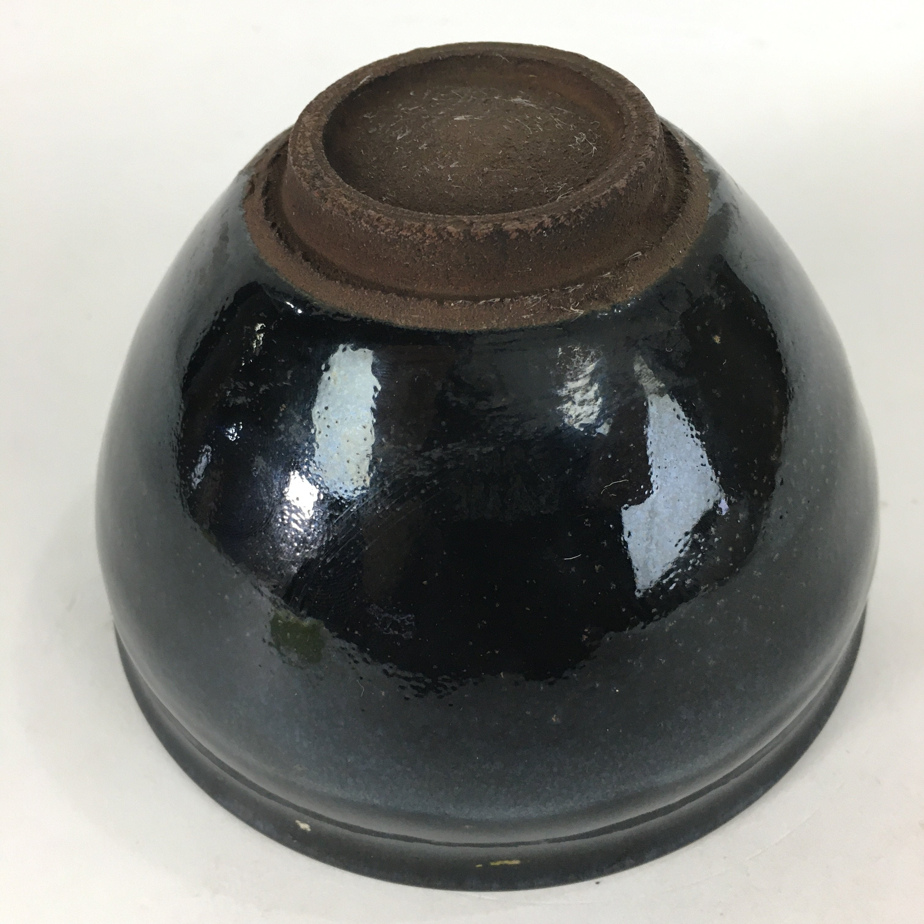 Japanese Ceramic Seto ware Tea Ceremony Bowl Vtg Chawan Black Pottery GTB752