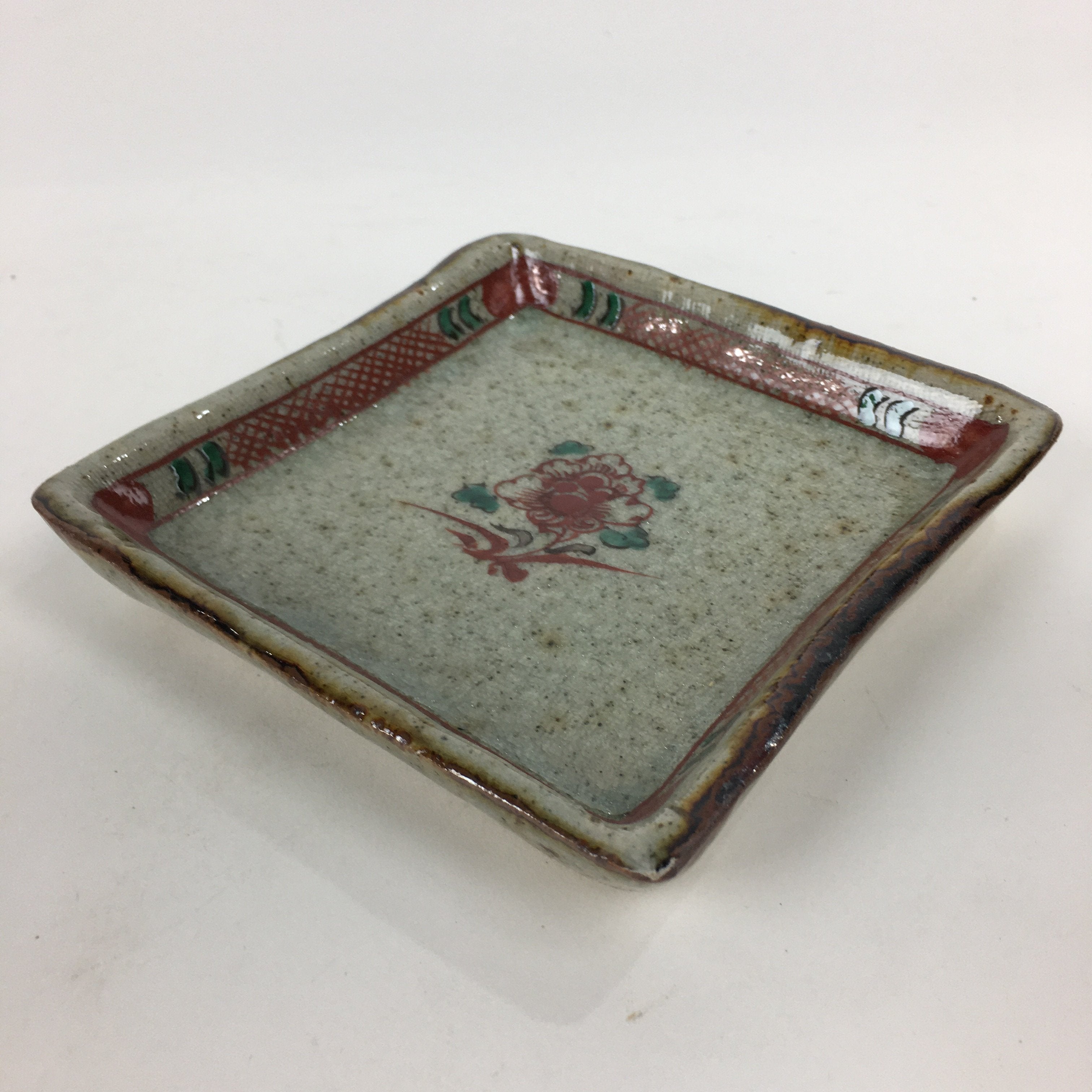 Japanese Ceramic Shibukusa Ware Small Plate Vtg Square Shape Kozara PP760