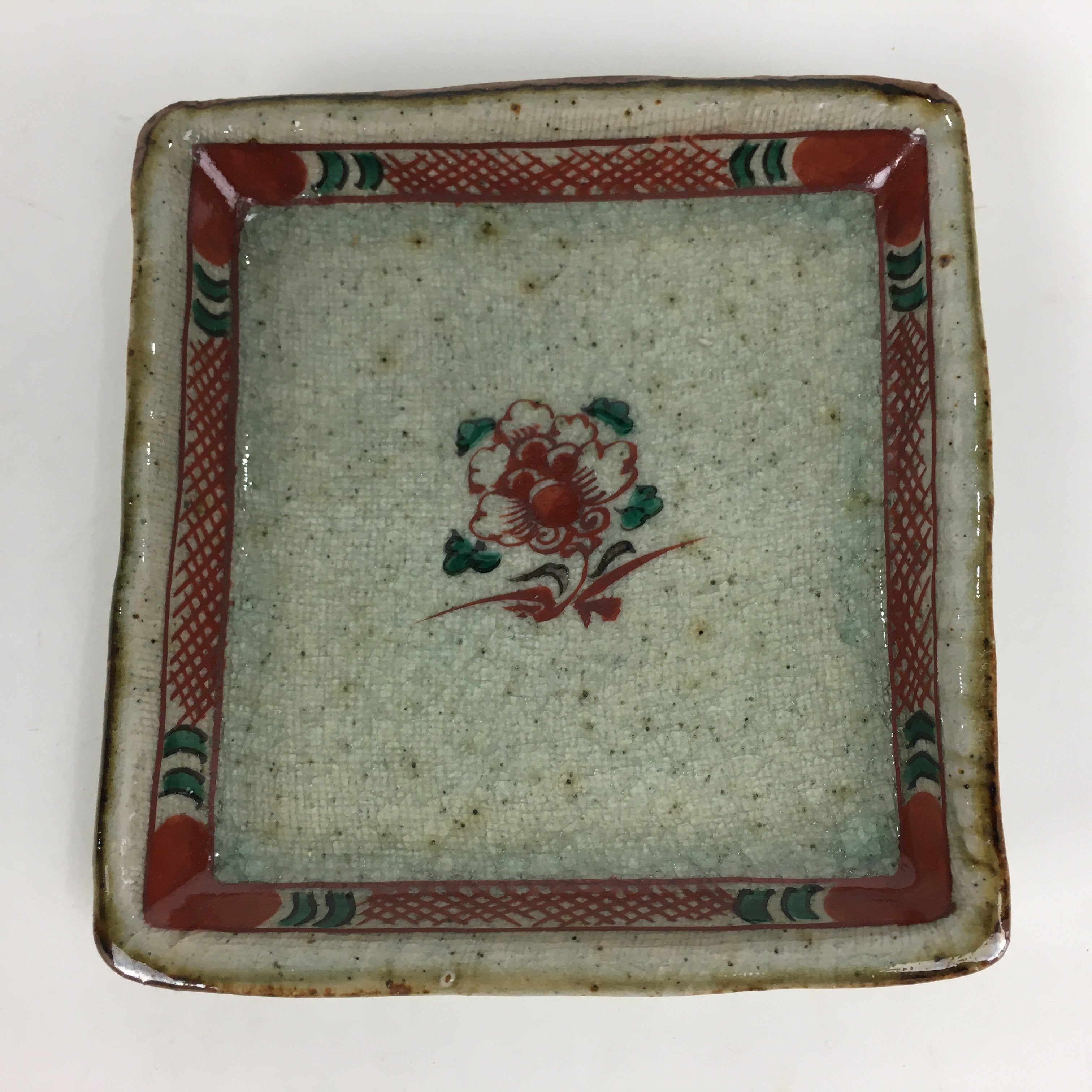 Japanese Ceramic Shibukusa Ware Small Plate Vtg Square Shape Kozara PP761