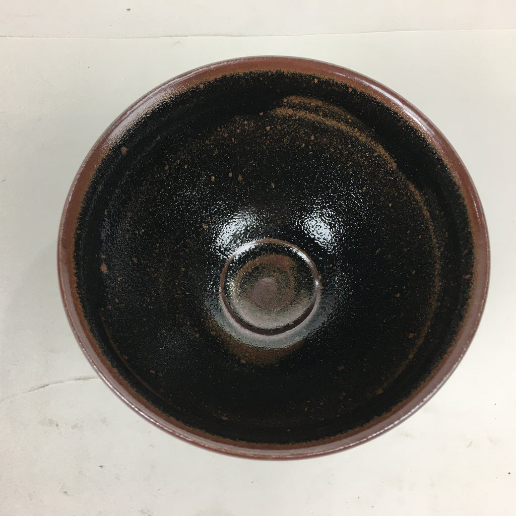 Japanese Ceramic Shigaraki Ware Tea Ceremony Bowl Vtg Black Brown Chawan GTB775