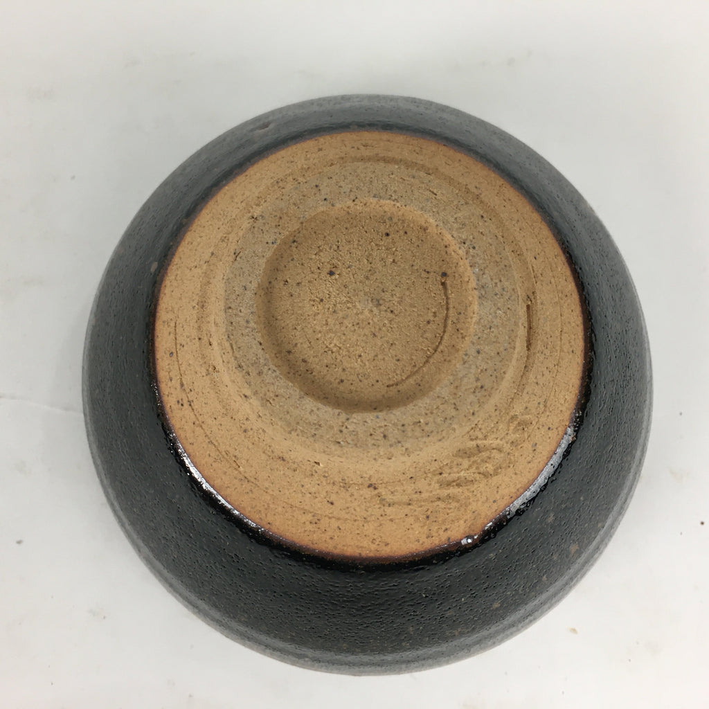 Japanese Ceramic Shigaraki Ware Tea Ceremony Bowl Vtg Black Brown Chawan GTB775