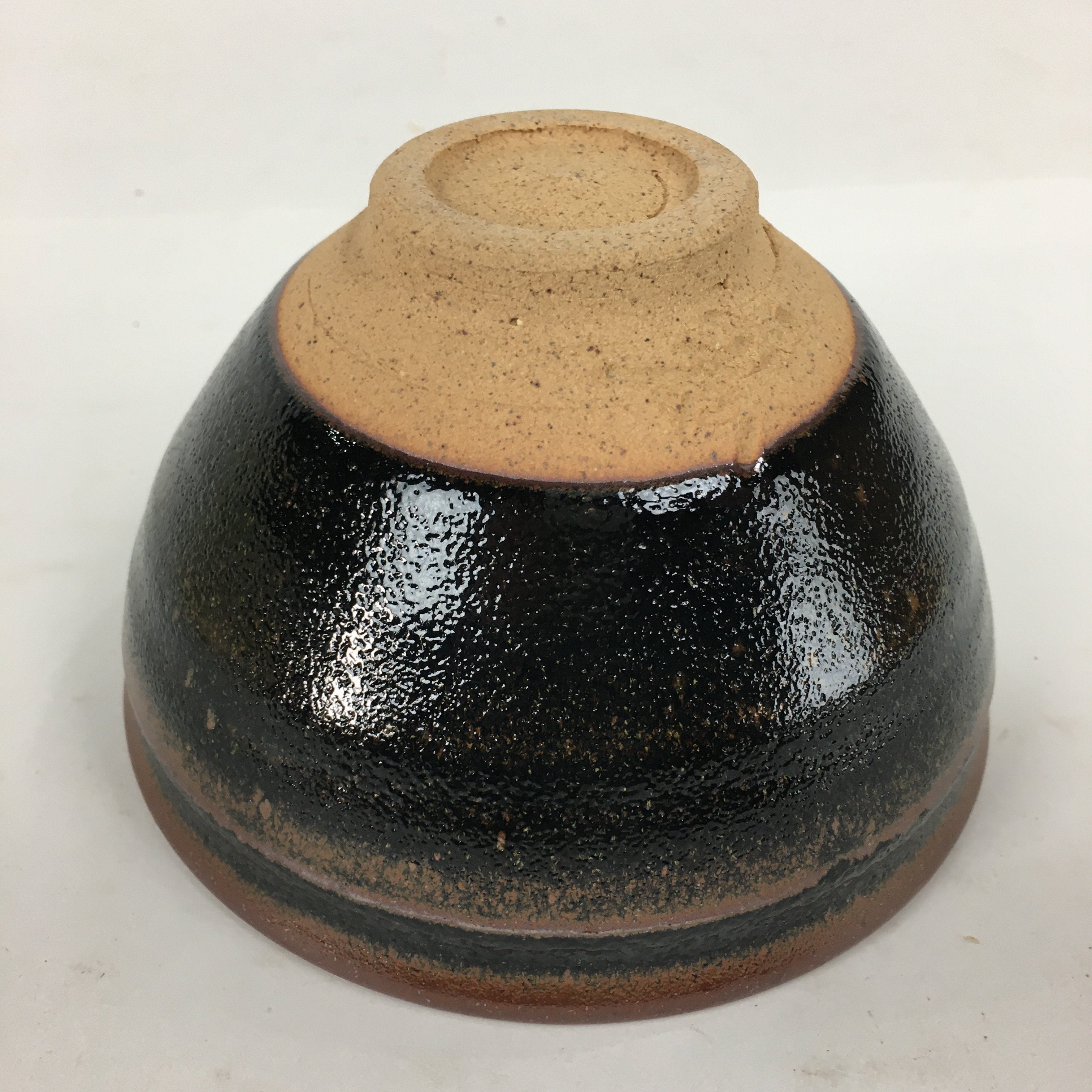 Japanese Ceramic Shigaraki Ware Tea Ceremony Bowl Vtg Black Brown Chawan GTB775
