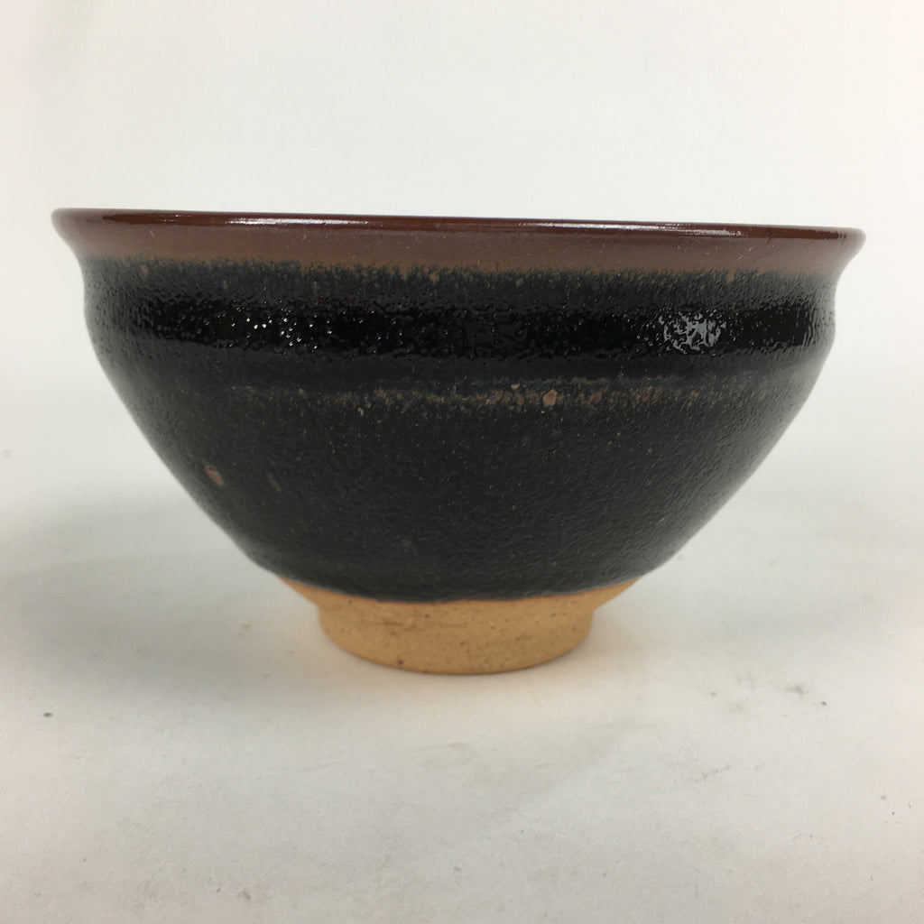 Japanese Ceramic Shigaraki Ware Tea Ceremony Bowl Vtg Black Brown Chawan GTB790