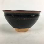 Japanese Ceramic Shigaraki Ware Tea Ceremony Bowl Vtg Black Brown Chawan GTB790