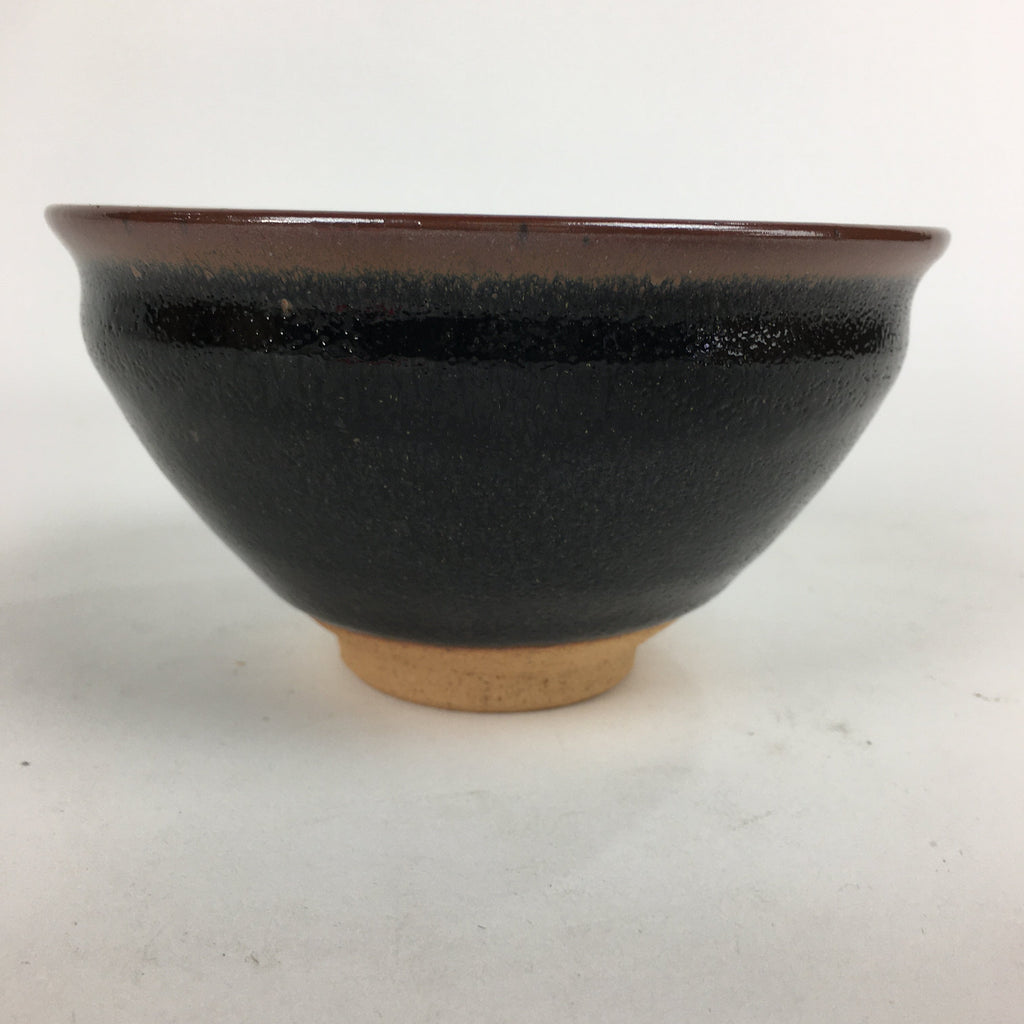 Japanese Ceramic Shigaraki Ware Tea Ceremony Bowl Vtg Black Brown Chawan GTB790