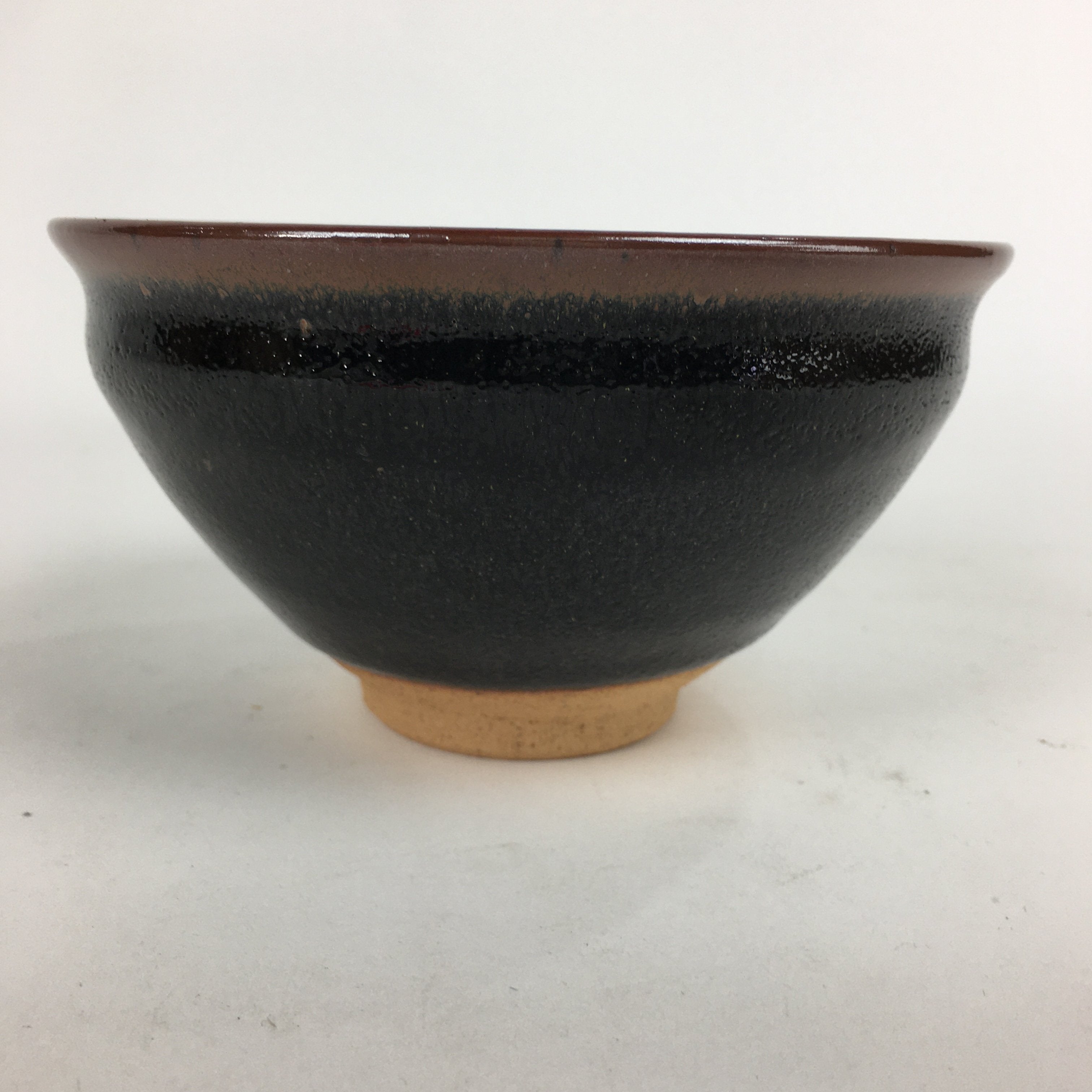Japanese Ceramic Shigaraki Ware Tea Ceremony Bowl Vtg Black Brown Chawan GTB790