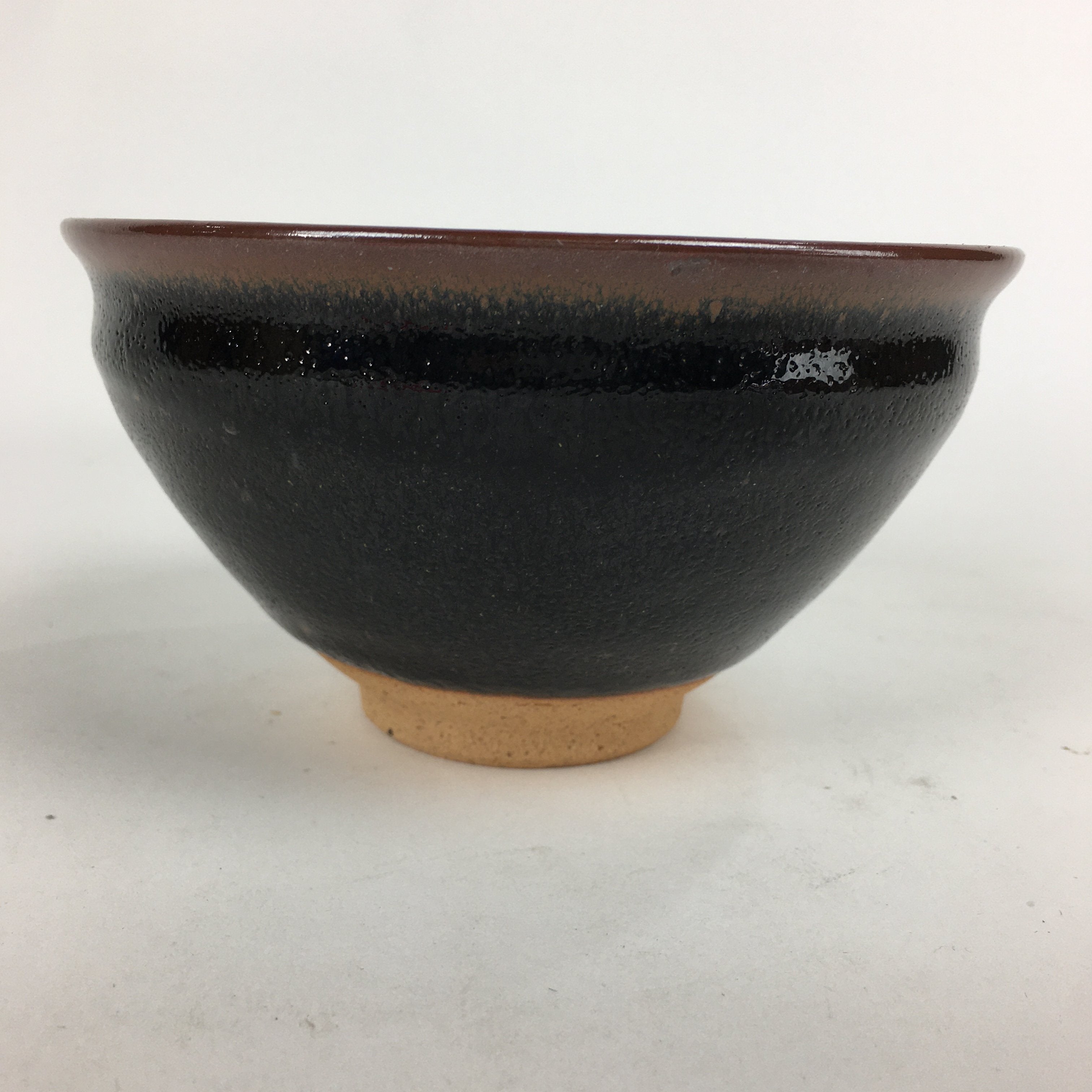 Japanese Ceramic Shigaraki Ware Tea Ceremony Bowl Vtg Black Brown Chawan GTB790