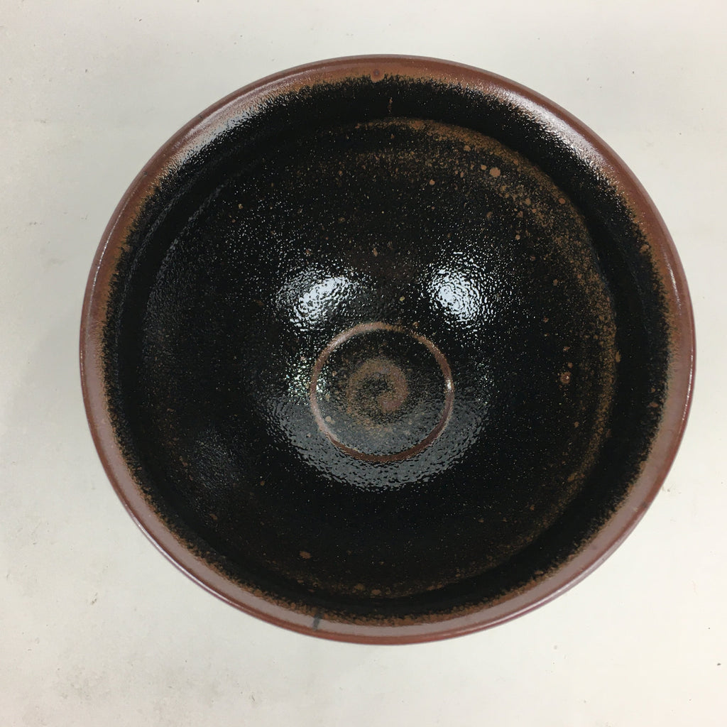 Japanese Ceramic Shigaraki Ware Tea Ceremony Bowl Vtg Black Brown Chawan GTB790