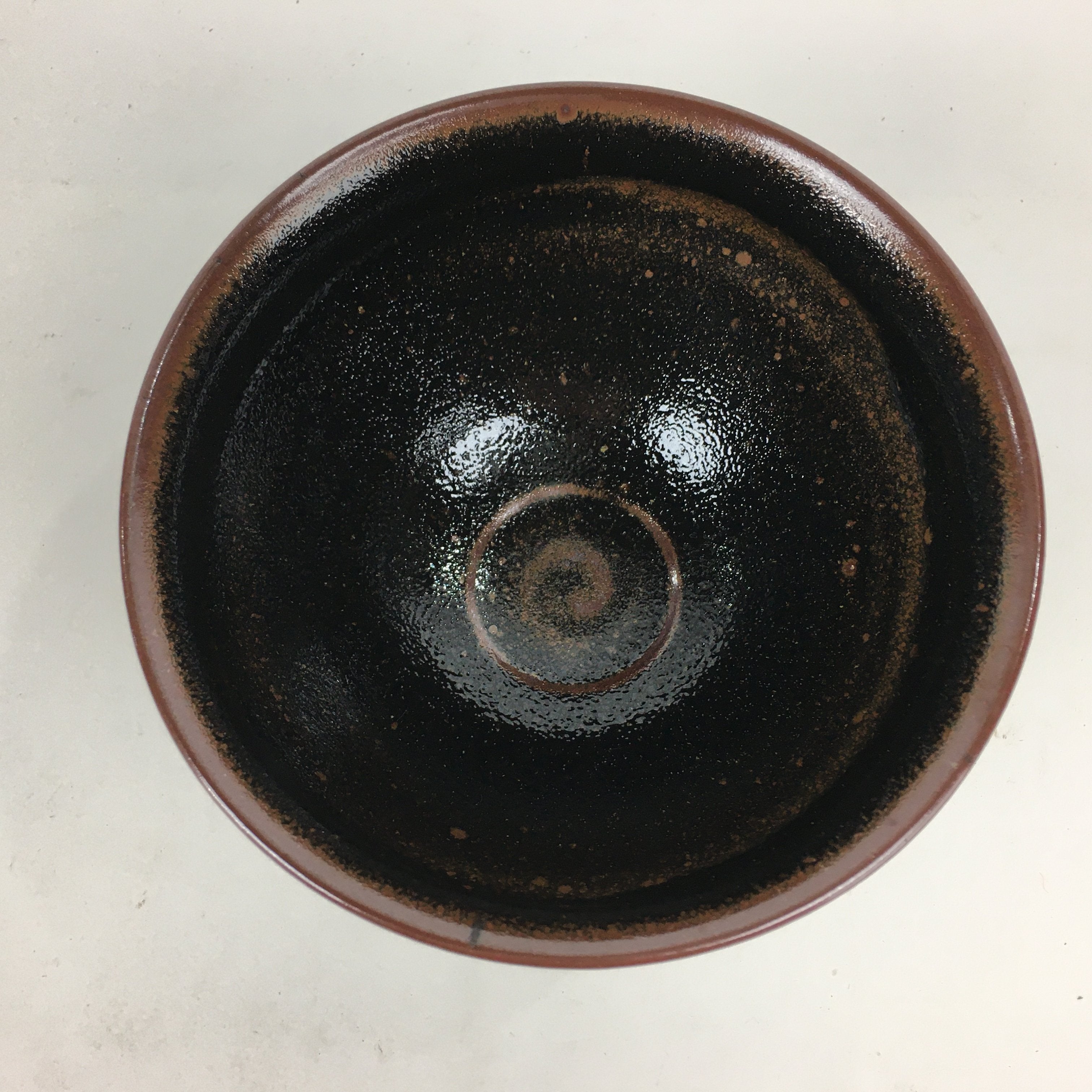 Japanese Ceramic Shigaraki Ware Tea Ceremony Bowl Vtg Black Brown Chawan GTB790