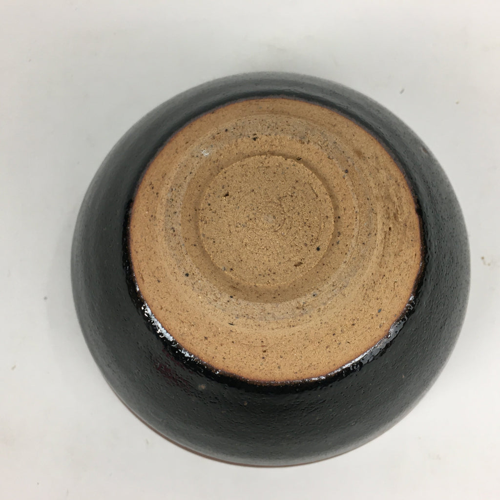 Japanese Ceramic Shigaraki Ware Tea Ceremony Bowl Vtg Black Brown Chawan GTB790