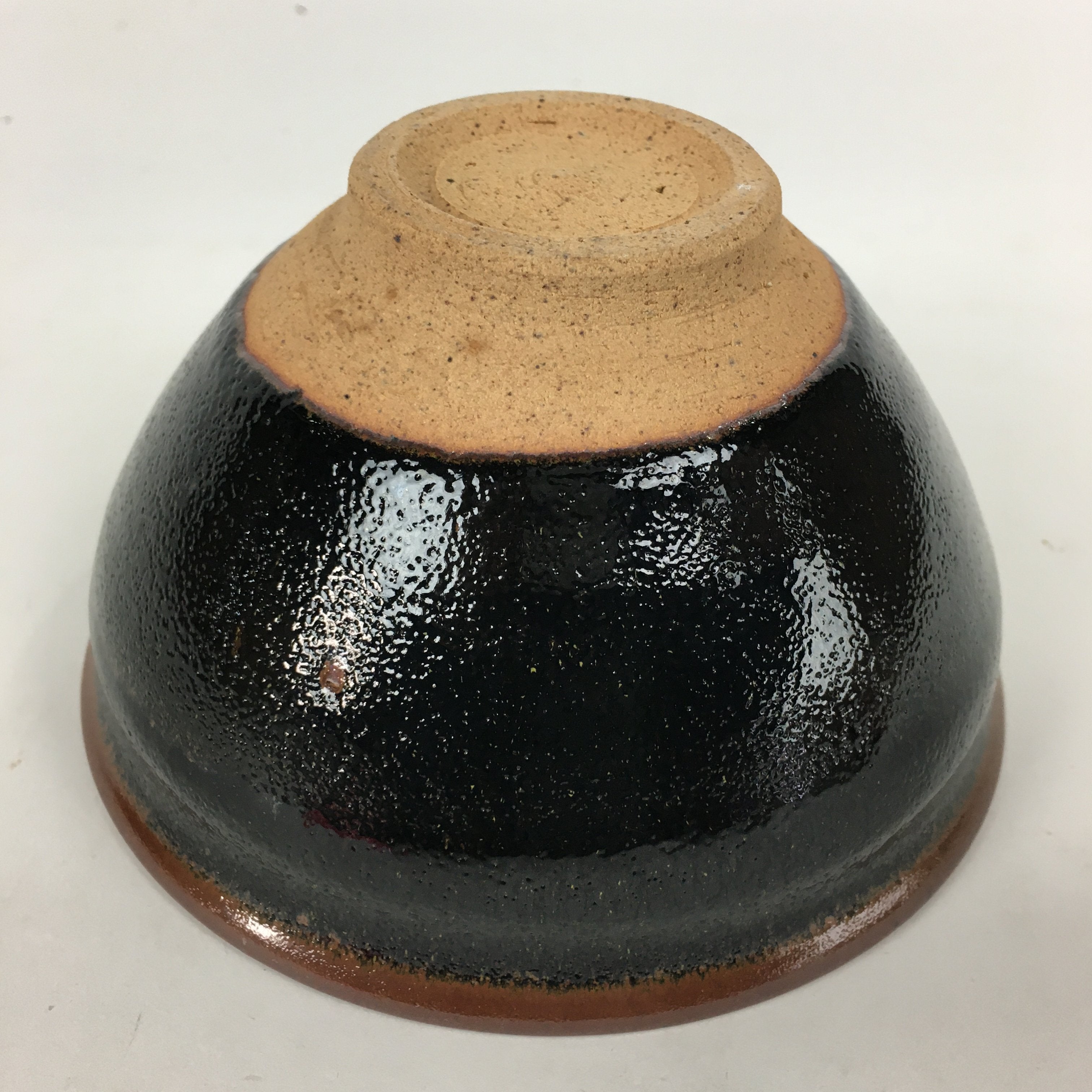 Japanese Ceramic Shigaraki Ware Tea Ceremony Bowl Vtg Black Brown Chawan GTB790