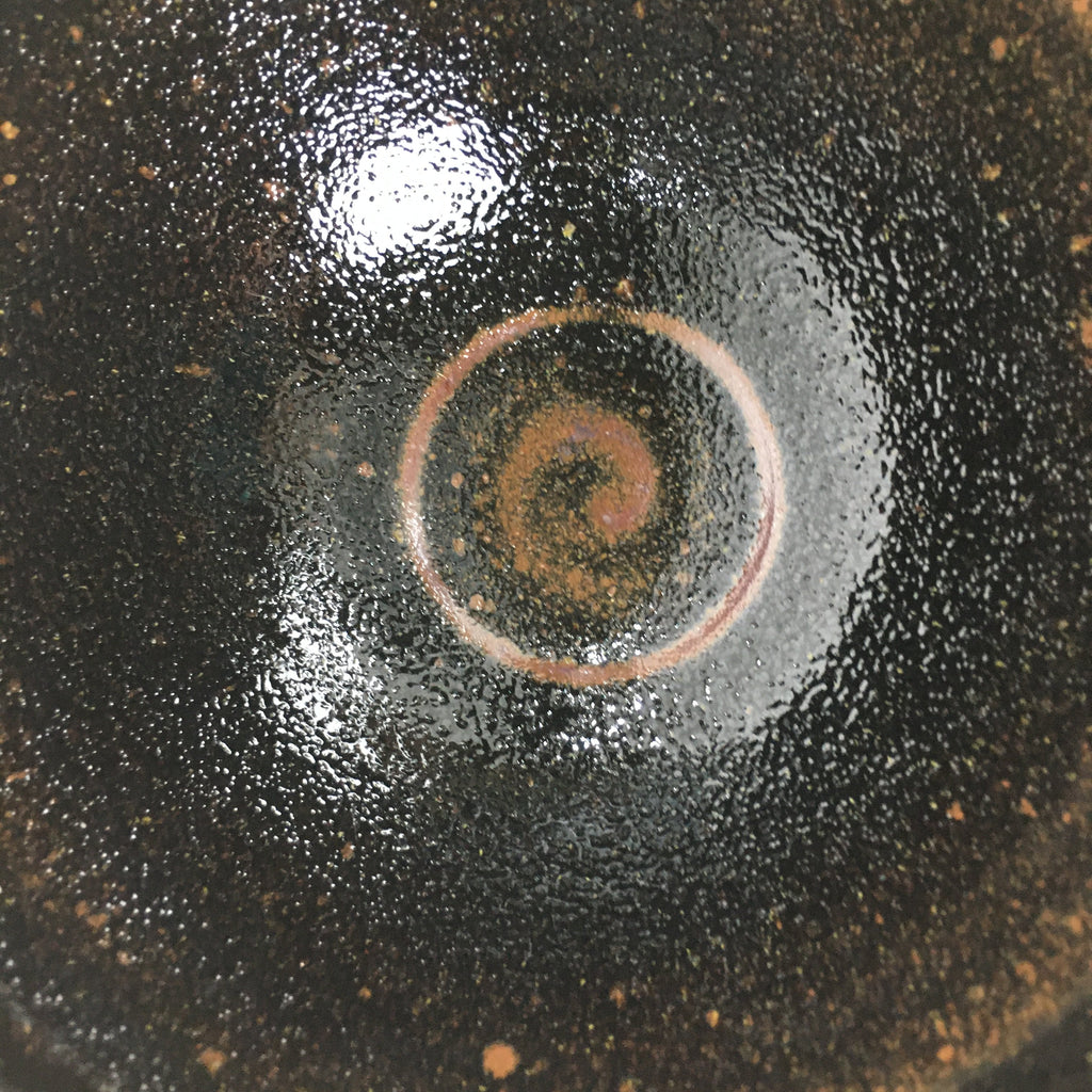 Japanese Ceramic Shigaraki Ware Tea Ceremony Bowl Vtg Black Brown Chawan GTB790
