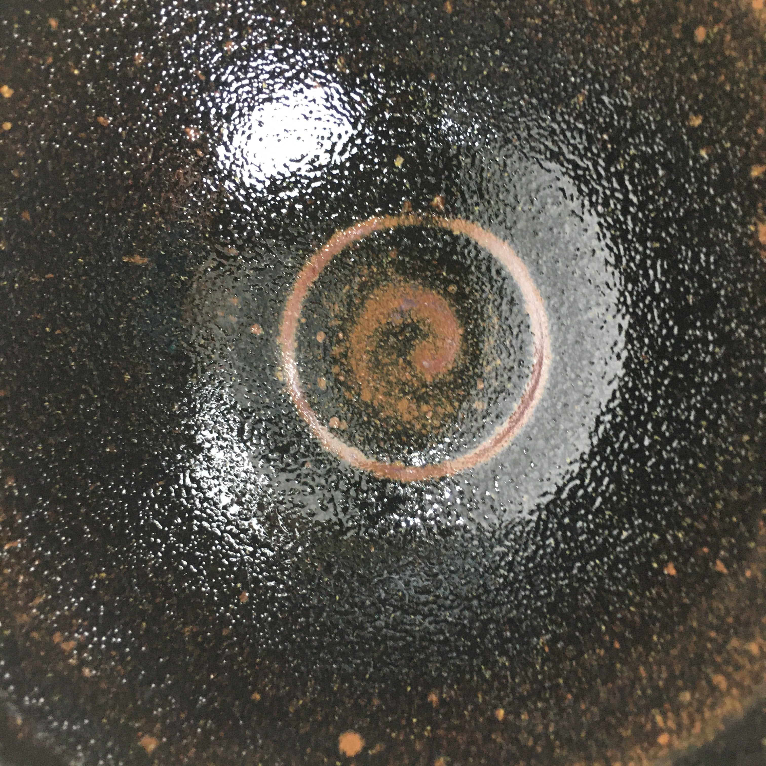 Japanese Ceramic Shigaraki Ware Tea Ceremony Bowl Vtg Black Brown Chawan GTB790