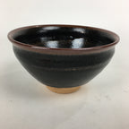 Japanese Ceramic Shigaraki Ware Tea Ceremony Bowl Vtg Black Brown Chawan GTB790