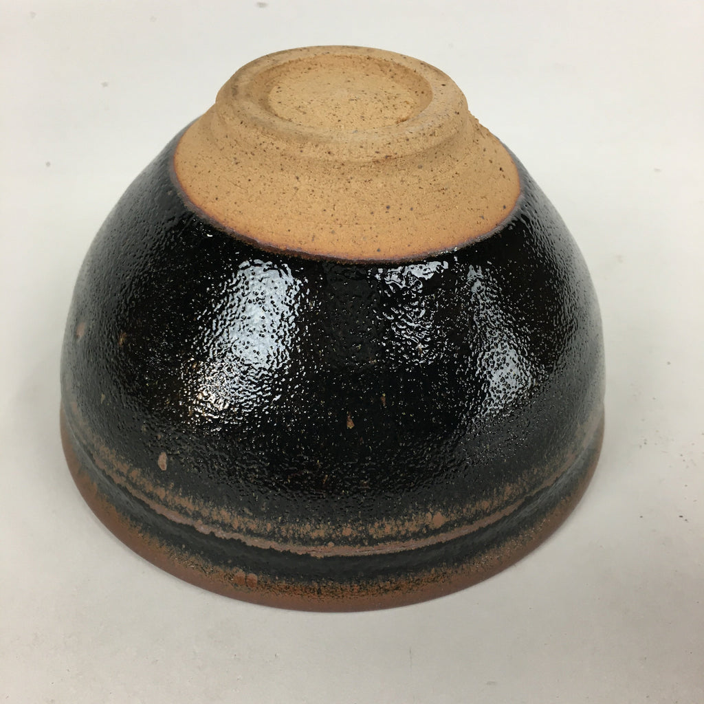 Japanese Ceramic Shigaraki Ware Tea Ceremony Bowl Vtg Black Brown Chawan GTB805