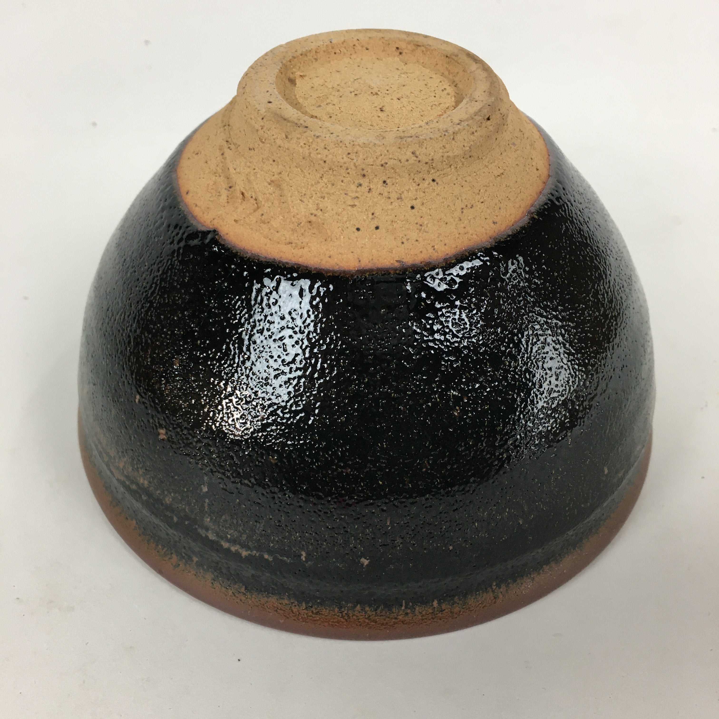 Japanese Ceramic Shigaraki Ware Tea Ceremony Bowl Vtg Black Brown Chawan GTB805