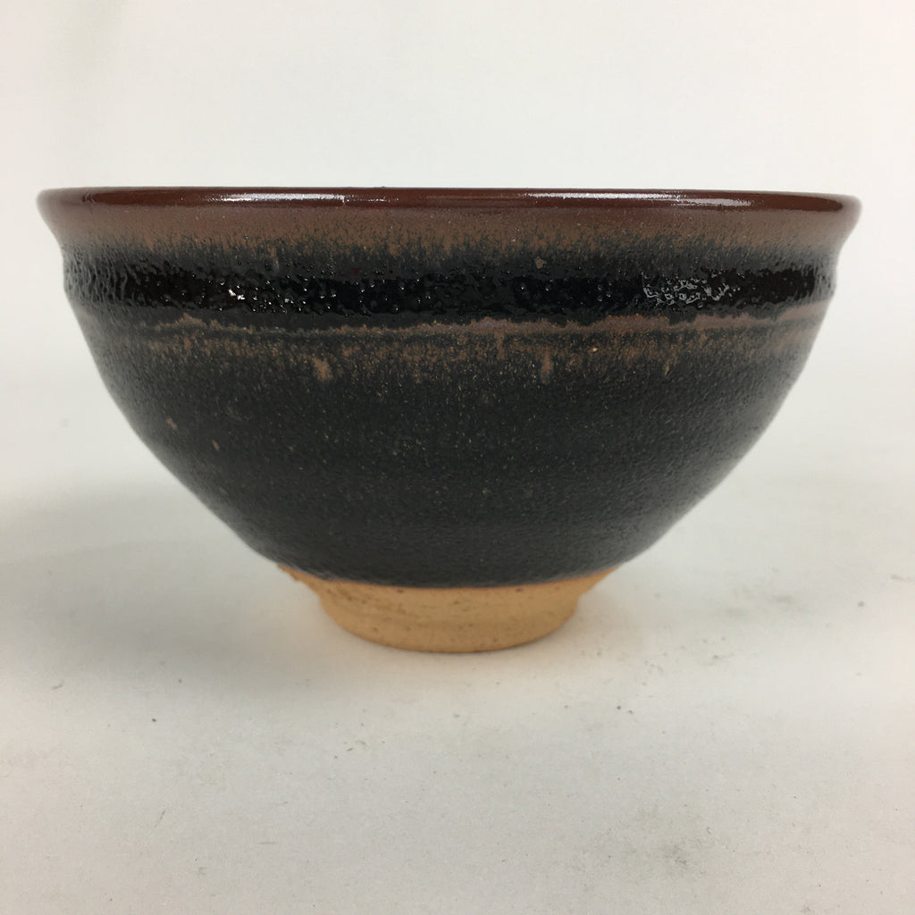 Japanese Ceramic Shigaraki Ware Tea Ceremony Bowl Vtg Black Brown Chawan GTB805