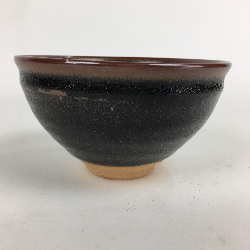 Japanese Ceramic Shigaraki Ware Tea Ceremony Bowl Vtg Black Brown Chawan GTB805