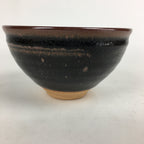 Japanese Ceramic Shigaraki Ware Tea Ceremony Bowl Vtg Black Brown Chawan GTB805