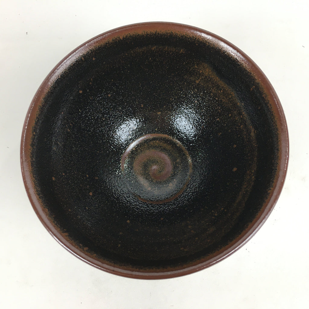 Japanese Ceramic Shigaraki Ware Tea Ceremony Bowl Vtg Black Brown Chawan GTB805