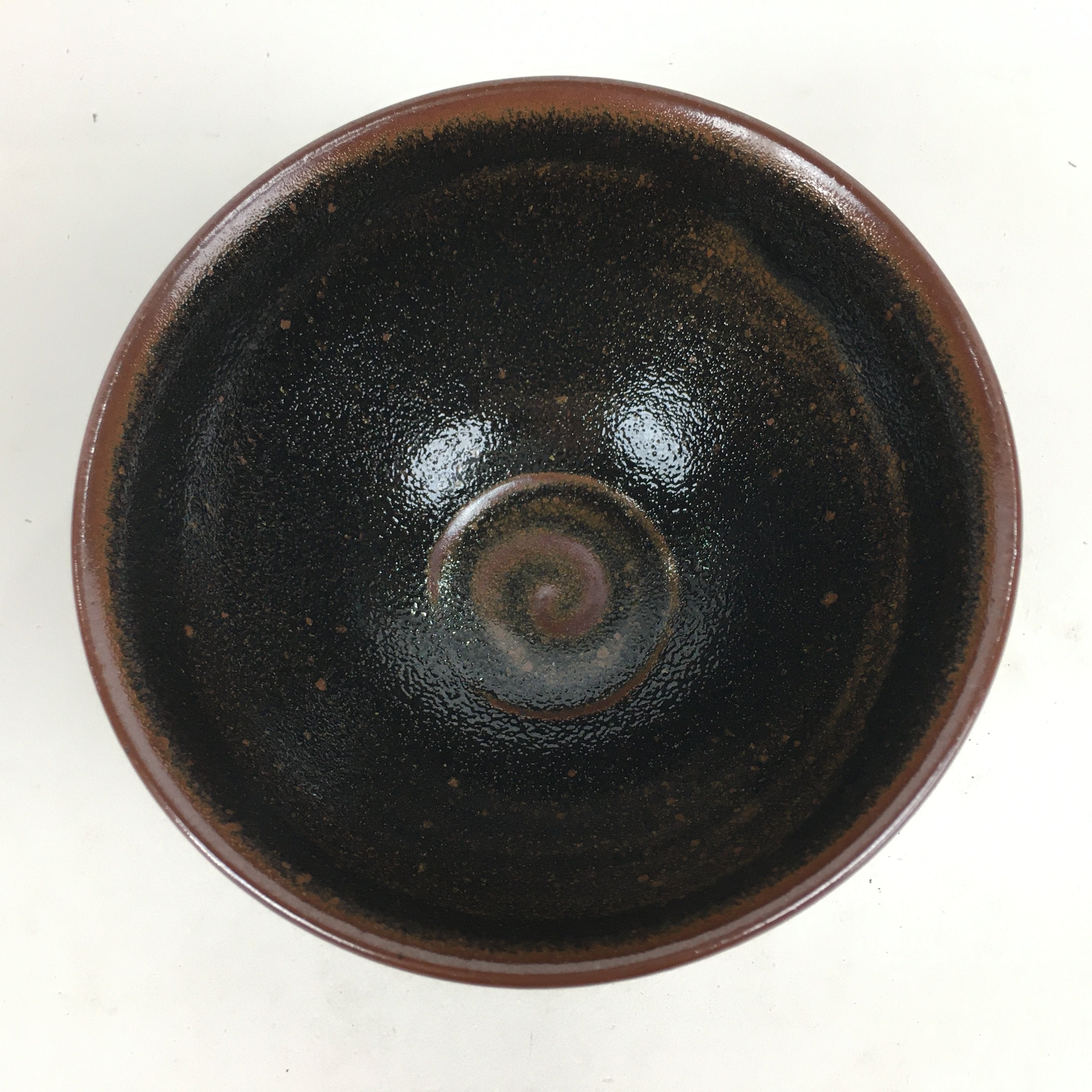 Japanese Ceramic Shigaraki Ware Tea Ceremony Bowl Vtg Black Brown Chawan GTB805