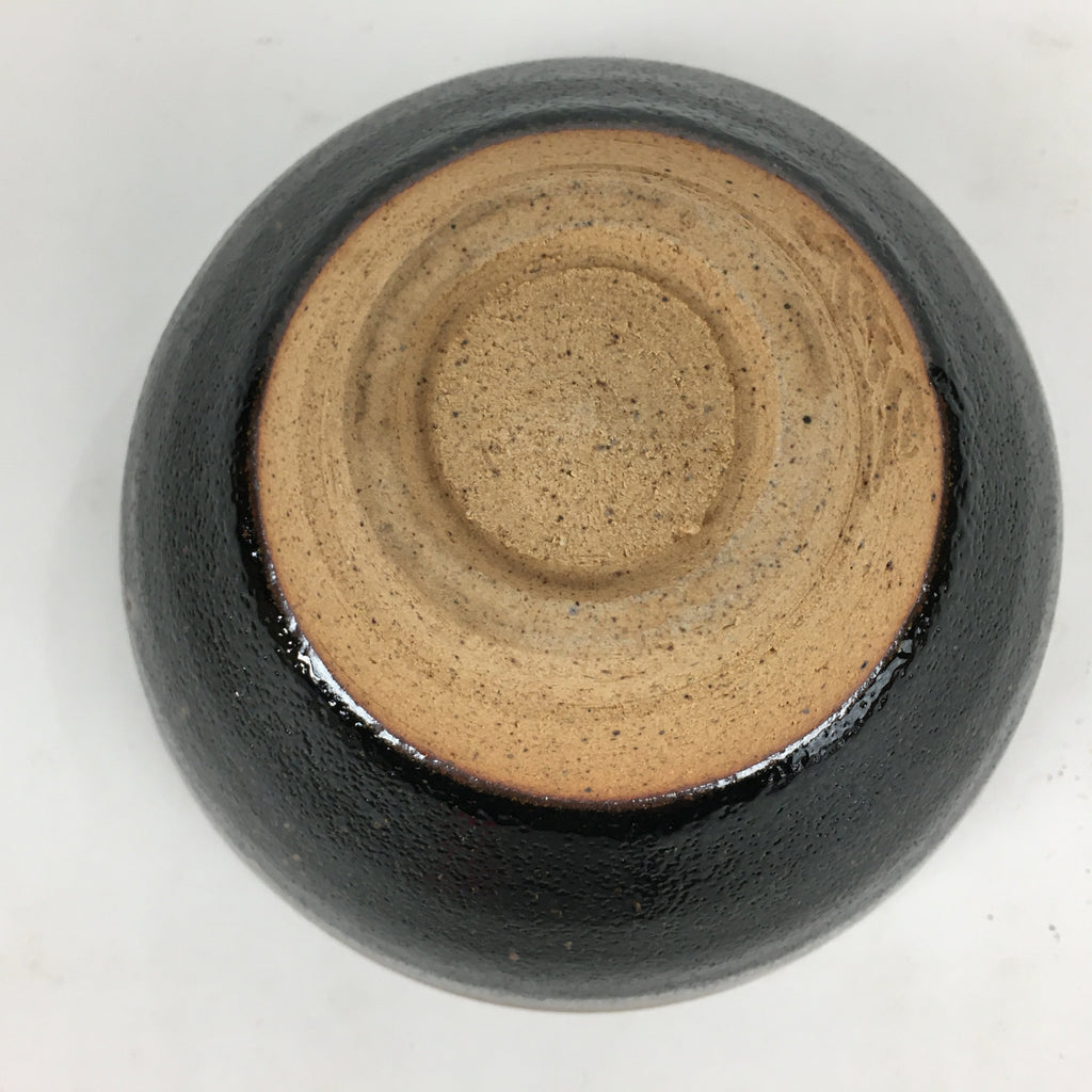 Japanese Ceramic Shigaraki Ware Tea Ceremony Bowl Vtg Black Brown Chawan GTB805