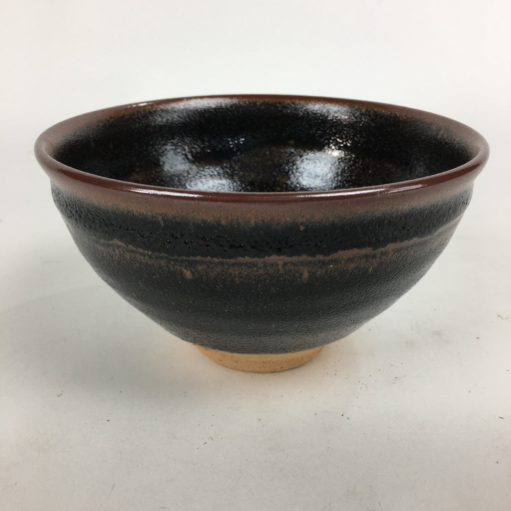 Japanese Ceramic Shigaraki Ware Tea Ceremony Bowl Vtg Black Brown Chawan GTB805