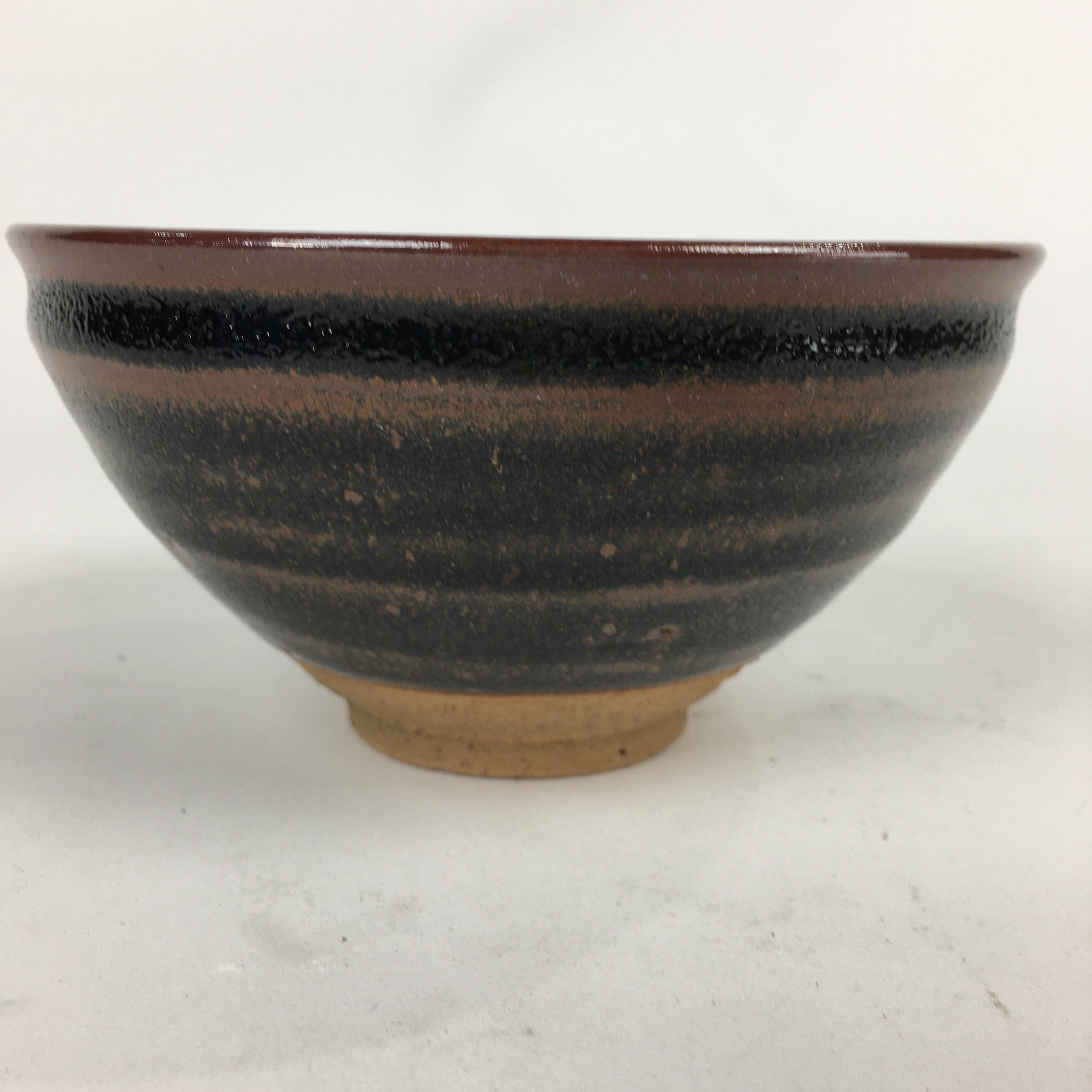 Japanese Ceramic Shigaraki Ware Tea Ceremony Bowl Vtg Black Brown Chawan GTB830