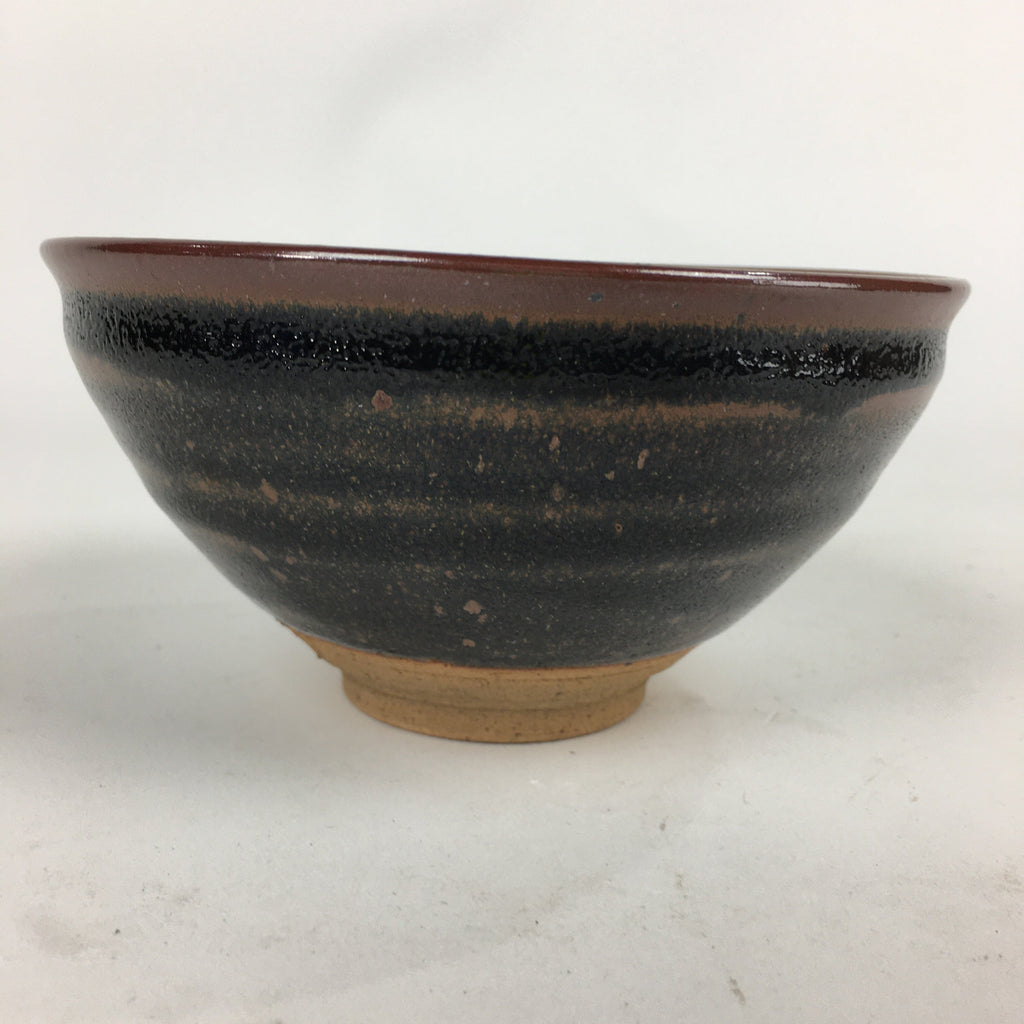 Japanese Ceramic Shigaraki Ware Tea Ceremony Bowl Vtg Black Brown Chawan GTB830